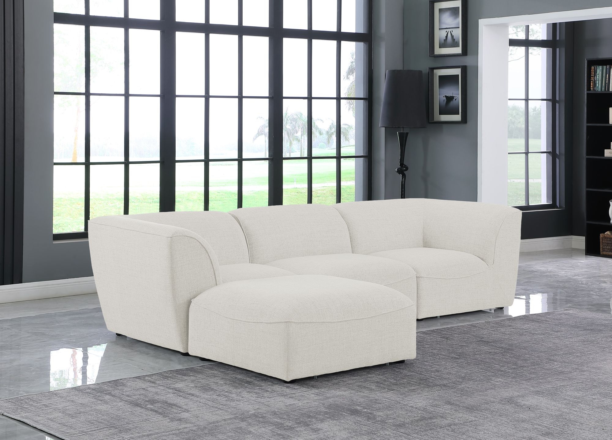 Miramar 109" 4-Piece Linen Fabric Modular Sectional Sofa