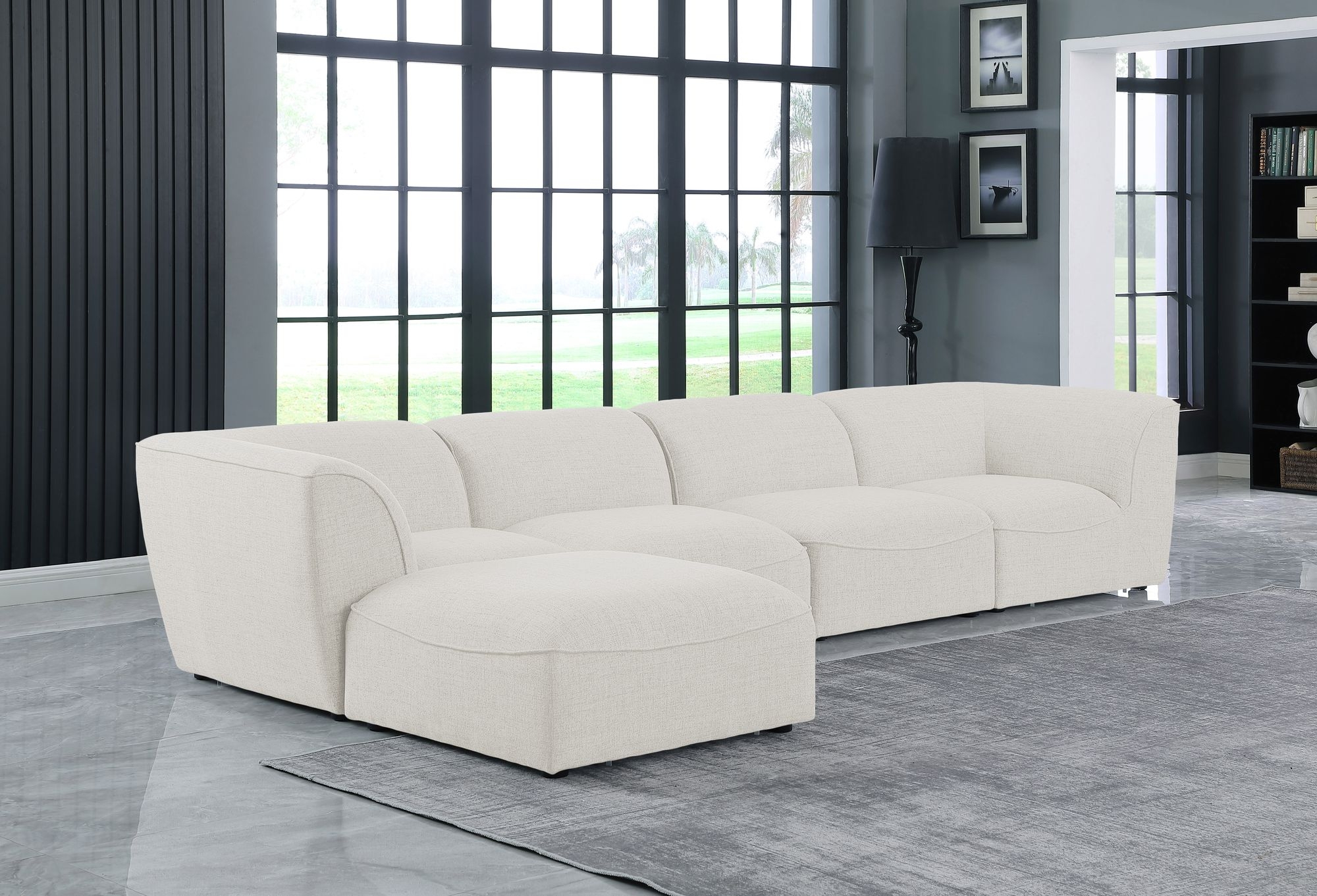 Miramar 142" 5-Piece Linen Fabric Modular Sectional Sofa