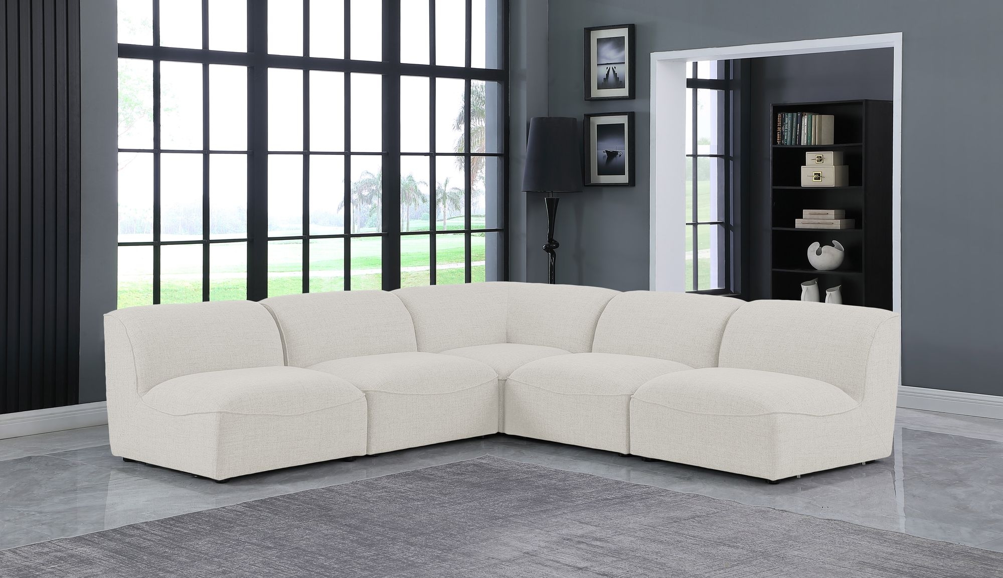 Miramar 104" 5-Piece Linen Fabric Modular Sectional Sofa