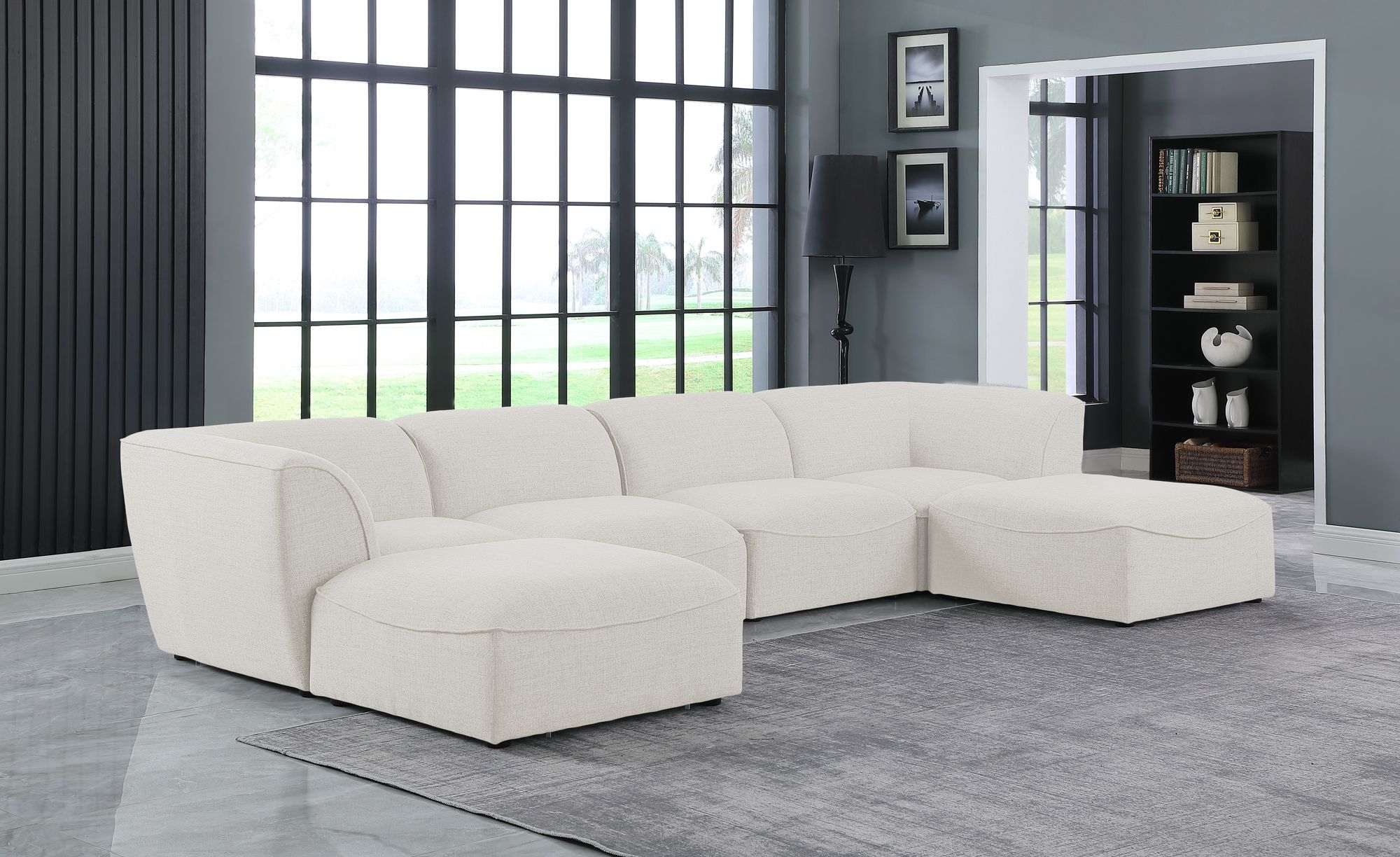 Miramar 142" 6-Piece Linen Modular U-Shape Sectional