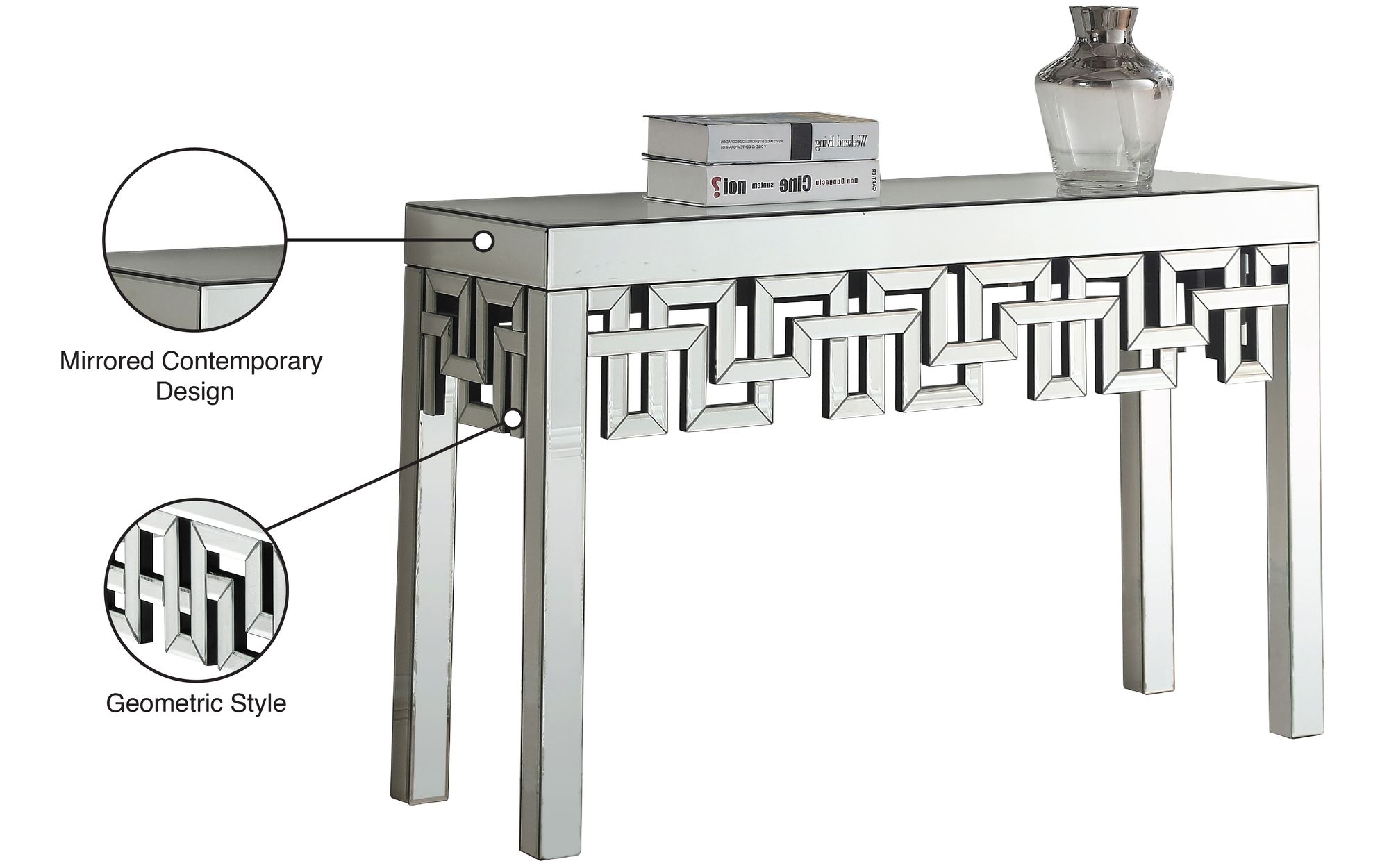 Aria 48" Rectangular Mirrored Console Table