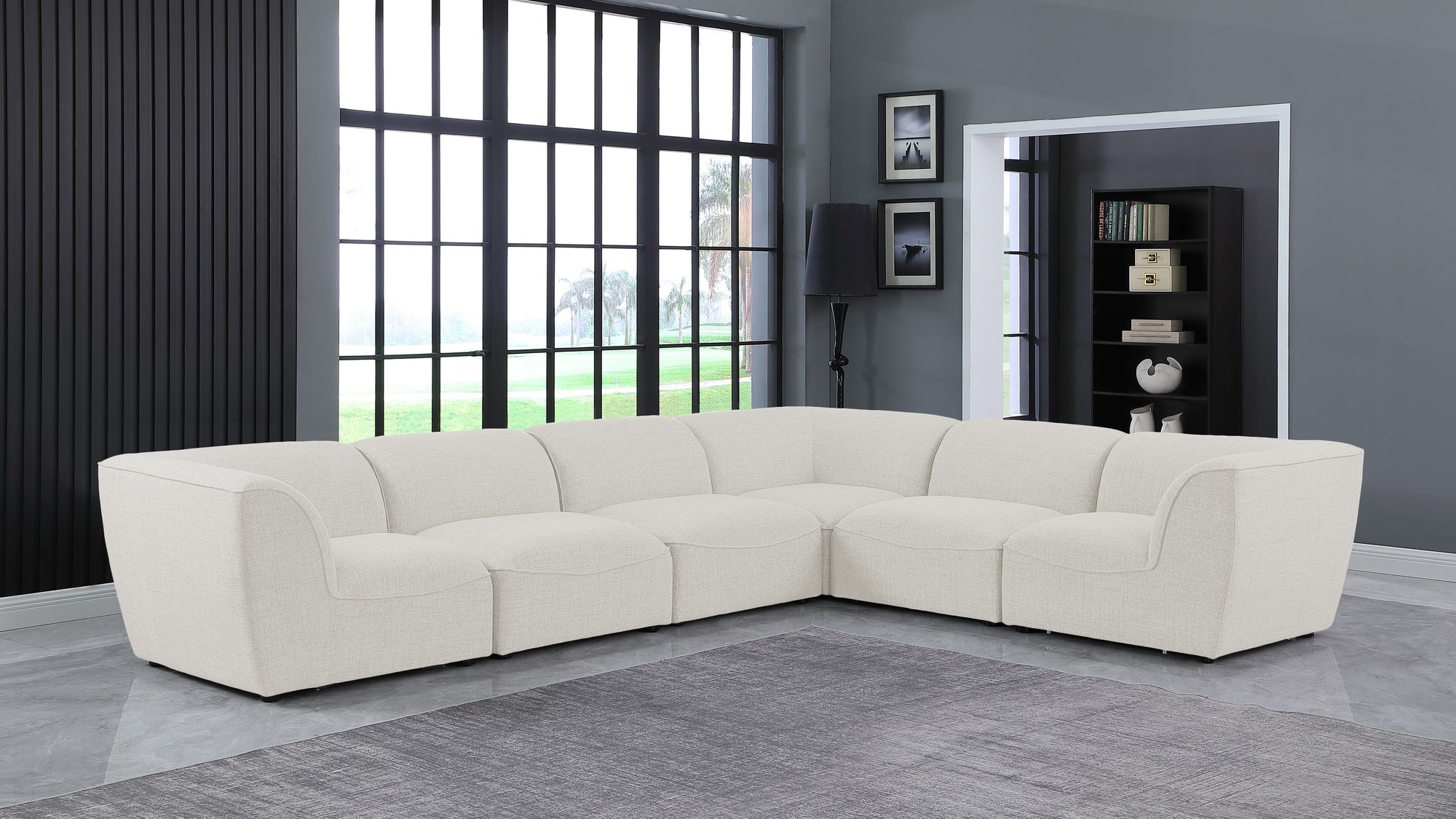 Miramar 142" 6-Piece Linen Fabric Modular Sectional Sofa