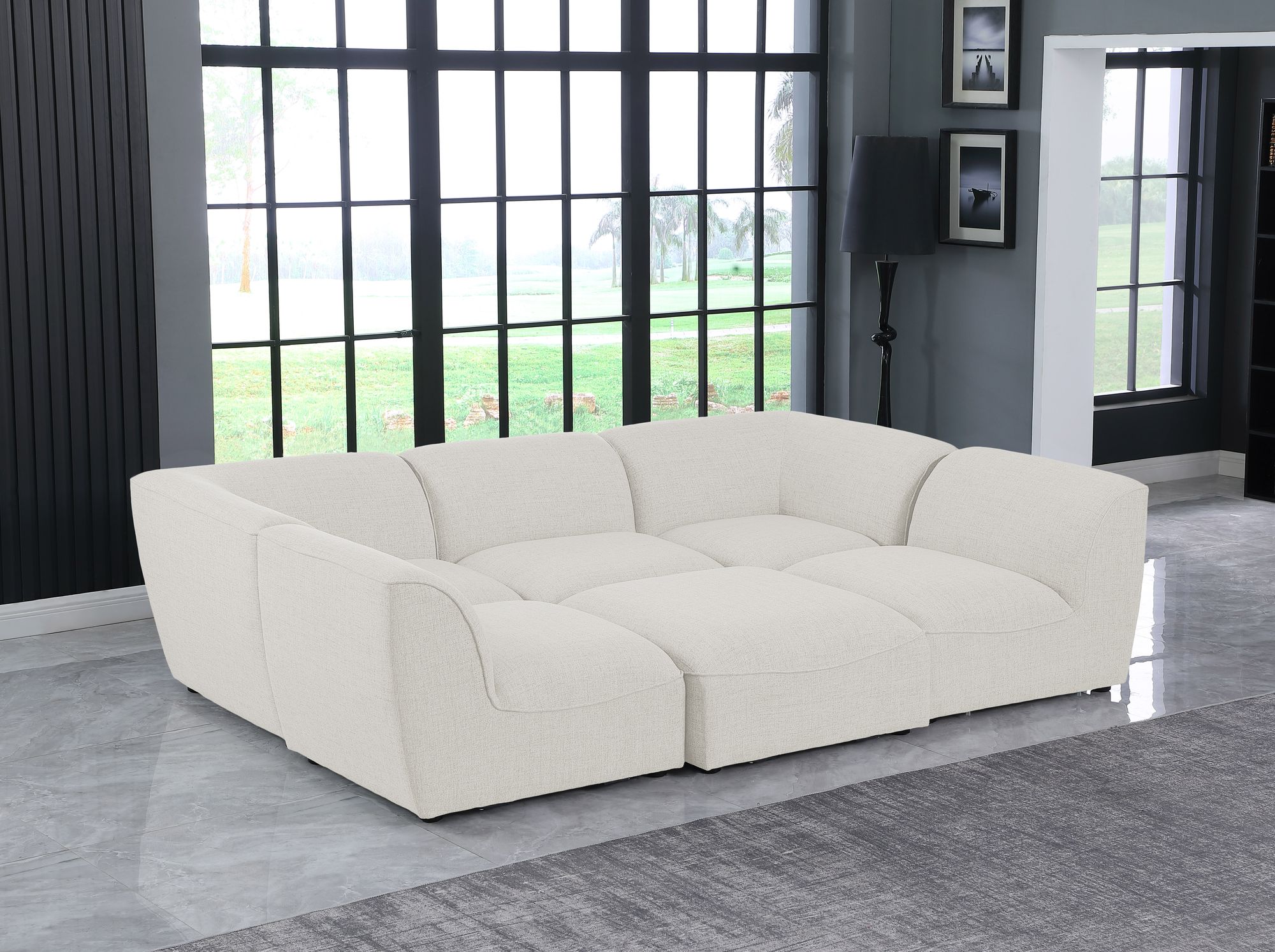 Miramar 109" 6-Piece Linen Modular Sectional