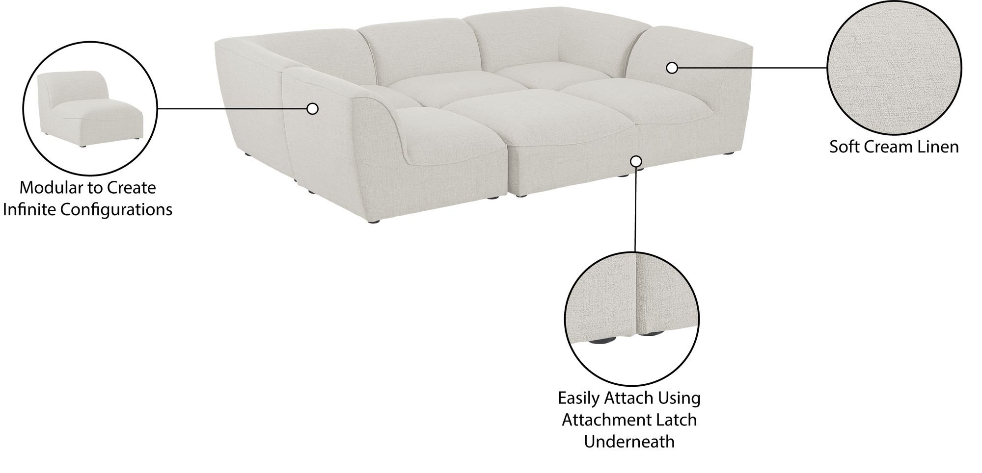 Miramar 109" 6-Piece Linen Fabric Modular Sectional Sofa
