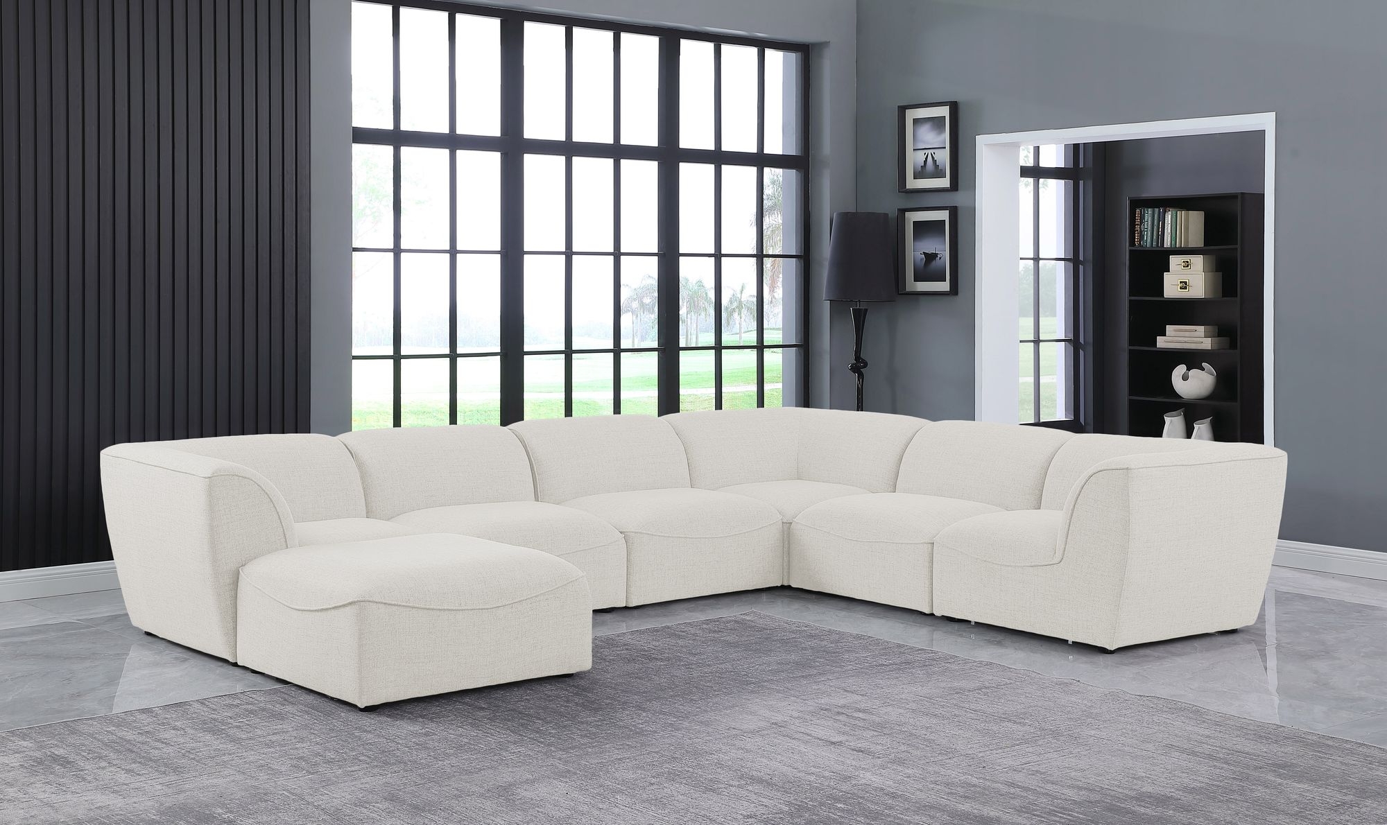 Miramar 142" 7-Piece Linen Fabric Modular Sectional Sofa