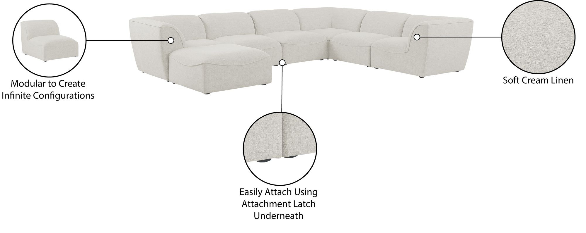 Miramar 142" 7-Piece Linen Modular Sectional