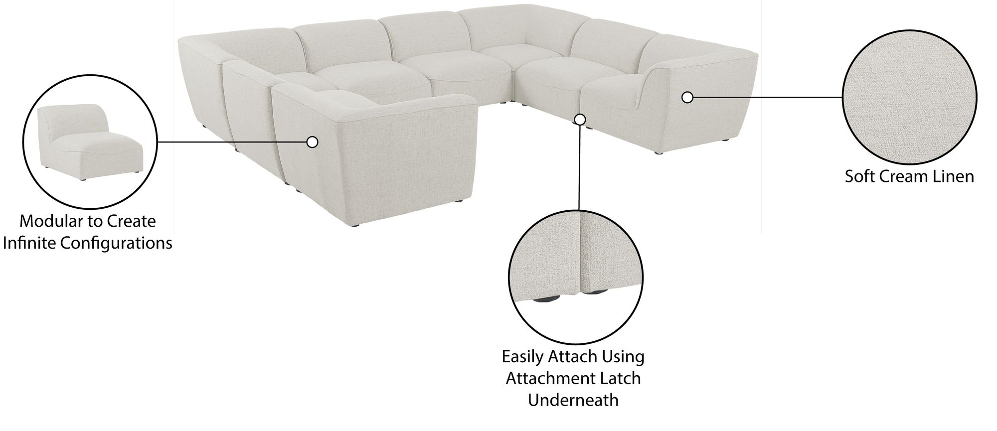 Miramar 142" 8-Piece Linen Fabric Modular Sectional Sofa