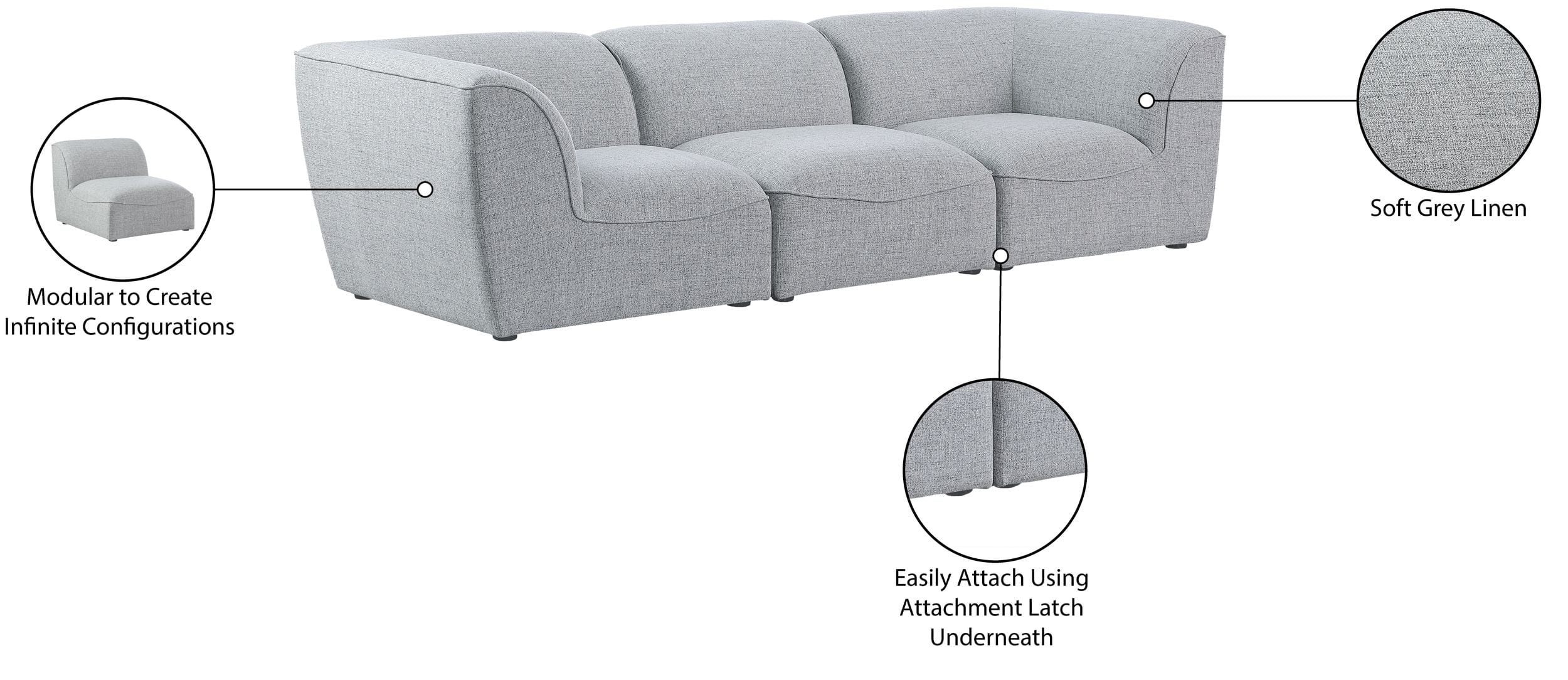 Meridian Miramar 109" Linen Modular Sofa information