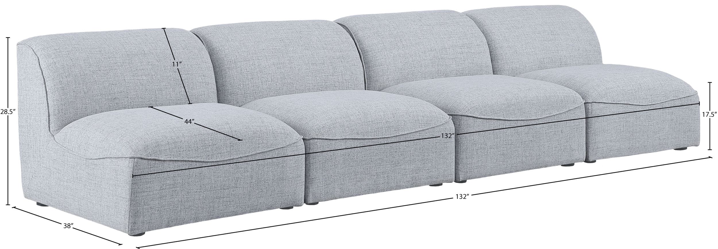 Miramar 132" Linen Modular Sofa