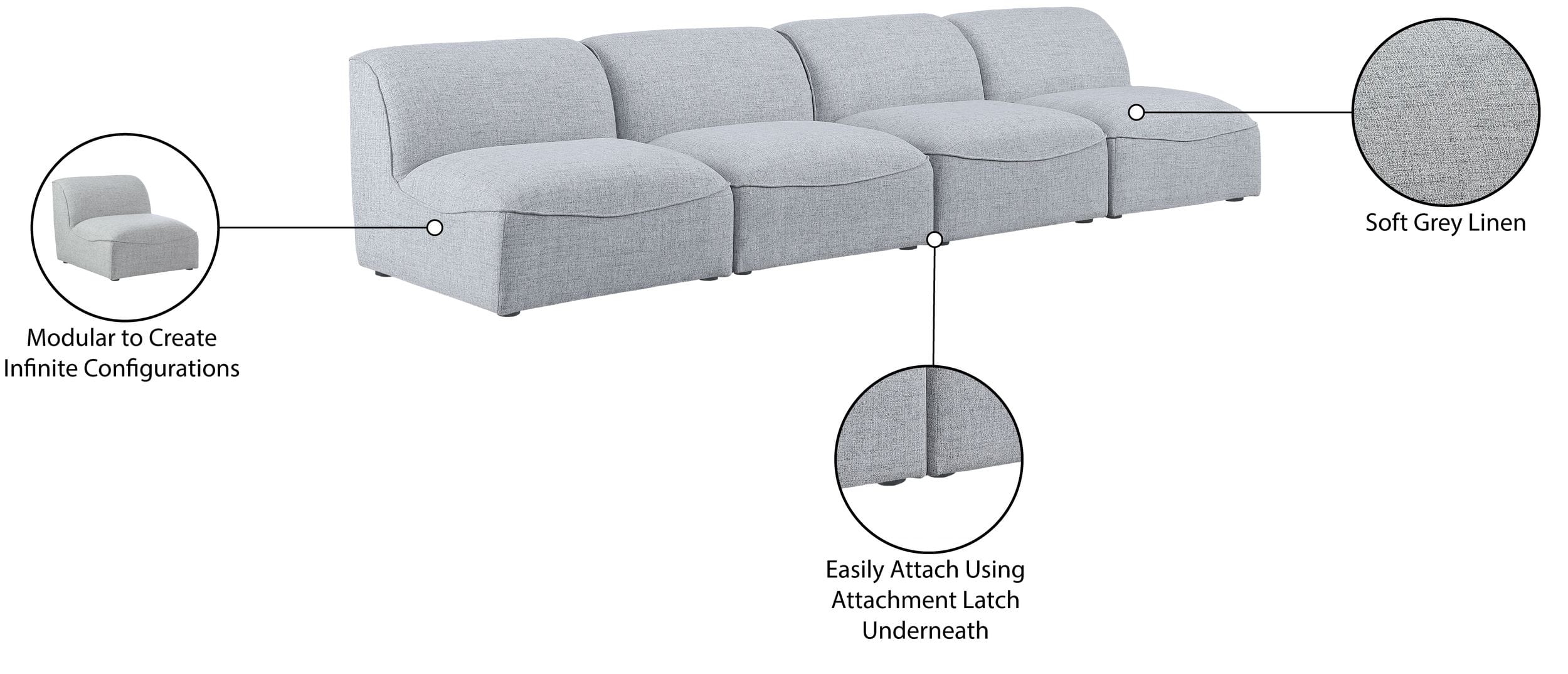Miramar Modular Grey Durable Sofa Information