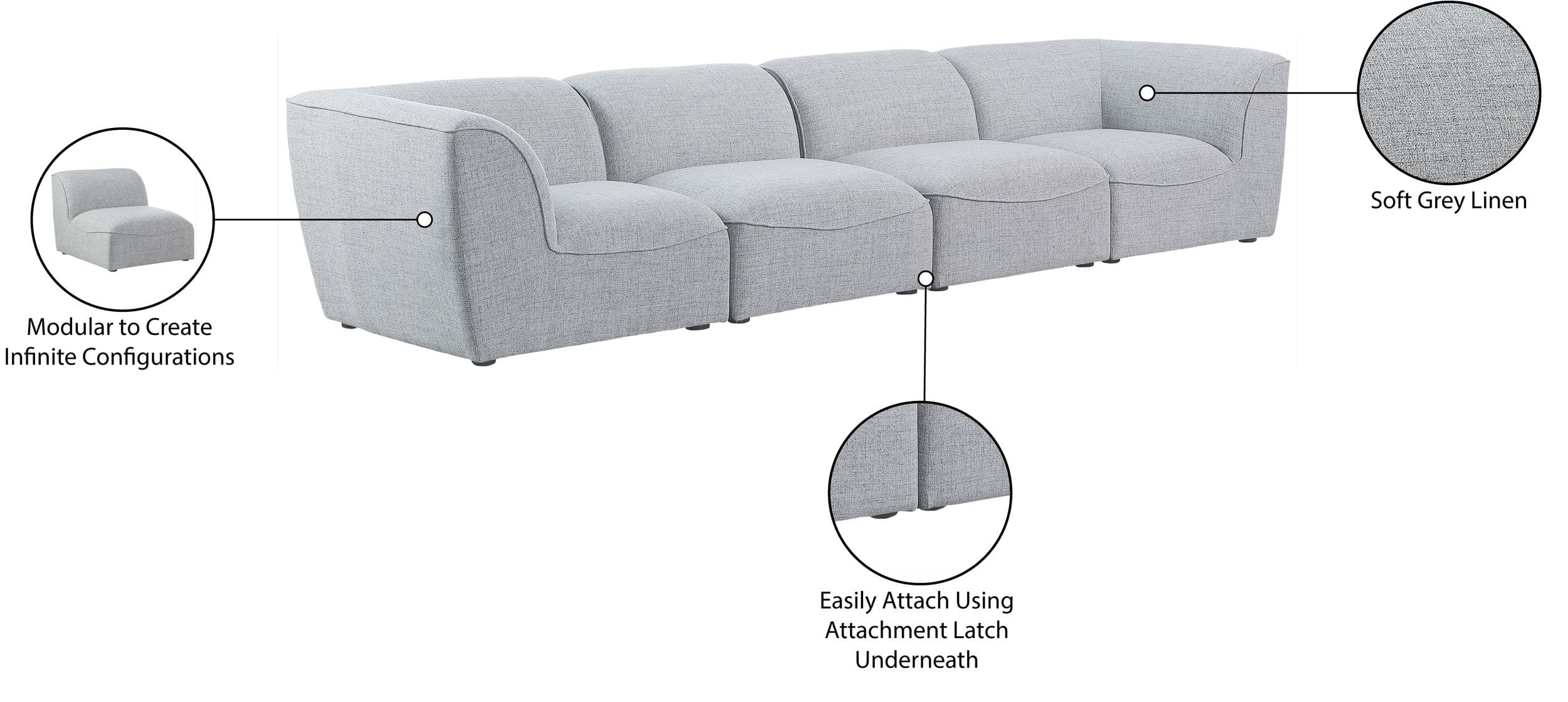 Miramar 142" Linen Modular Sofa