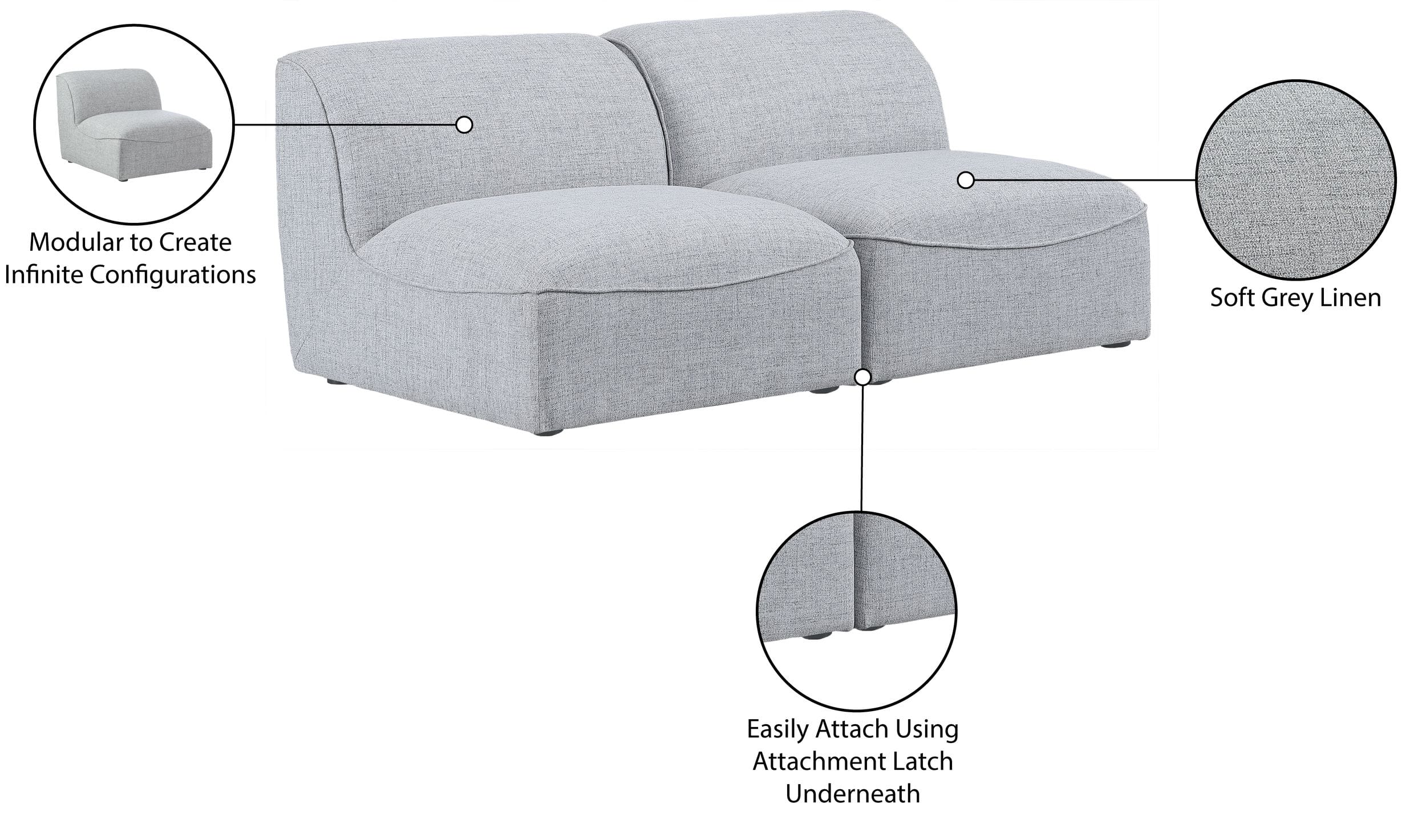 Miramar 66" Linen Modular Sofa