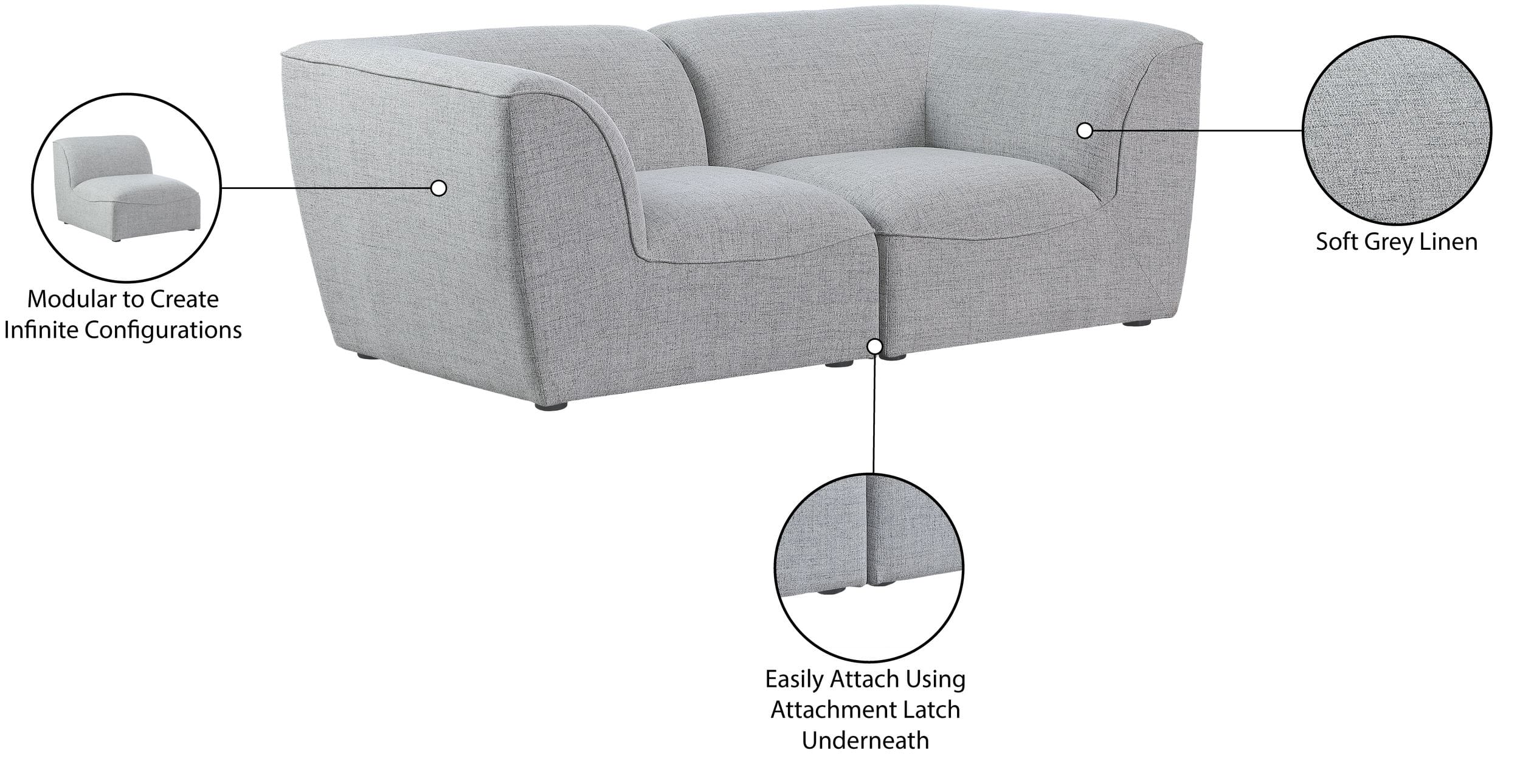 Miramar 76" Linen Modular Sofa
