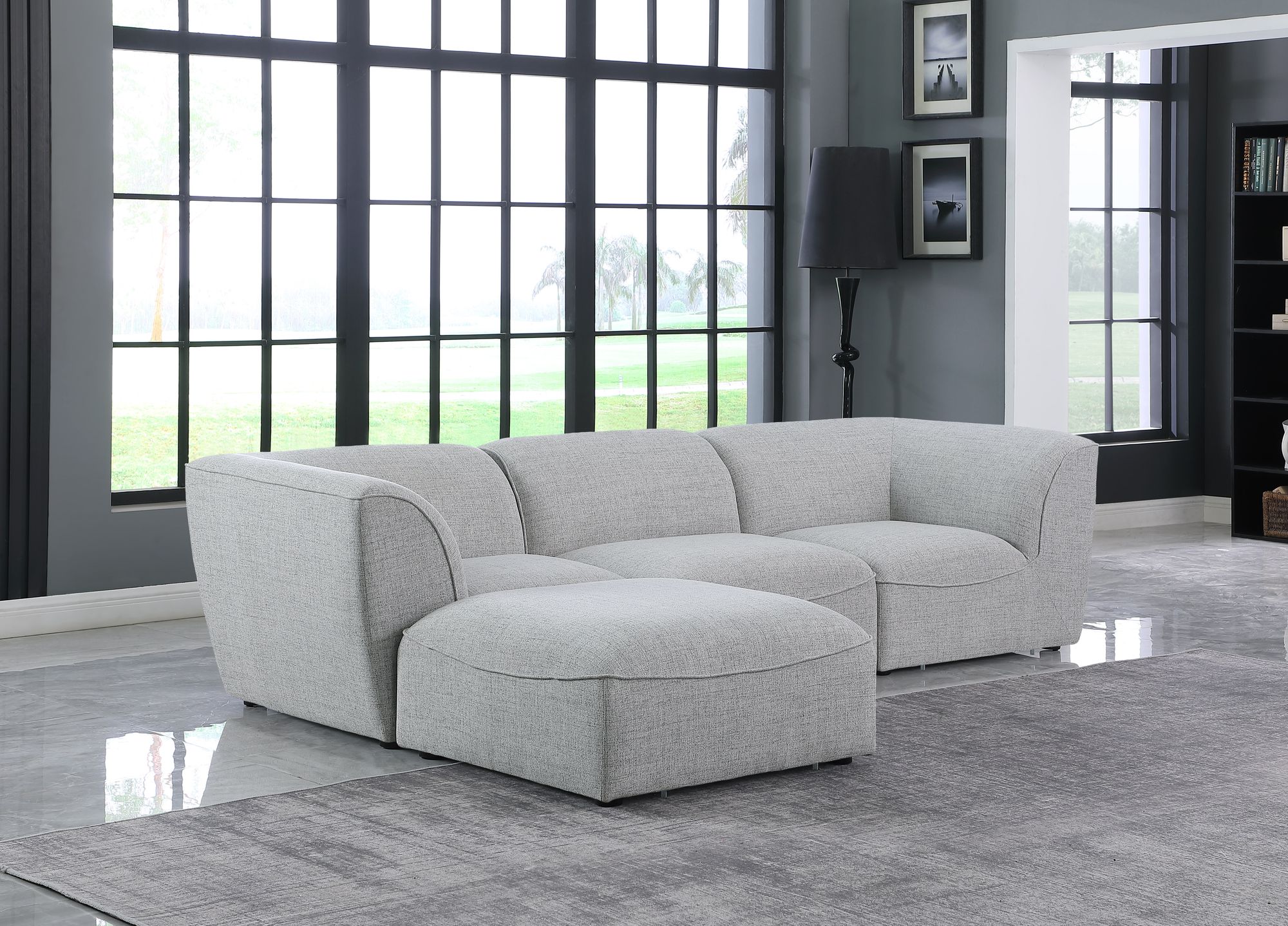 Miramar 109" 4-Piece Linen Fabric Modular Sectional Sofa