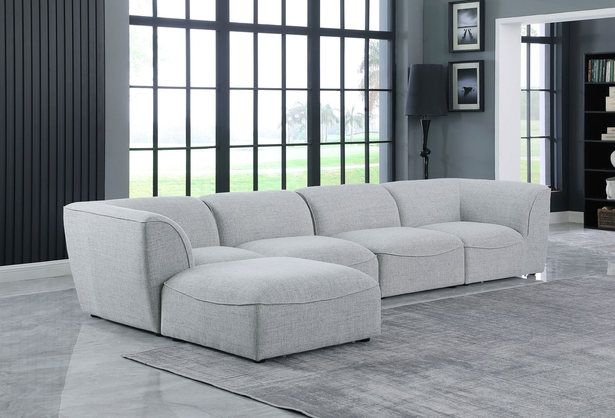Miramar 142" 5-Piece Linen Fabric Modular Sectional Sofa