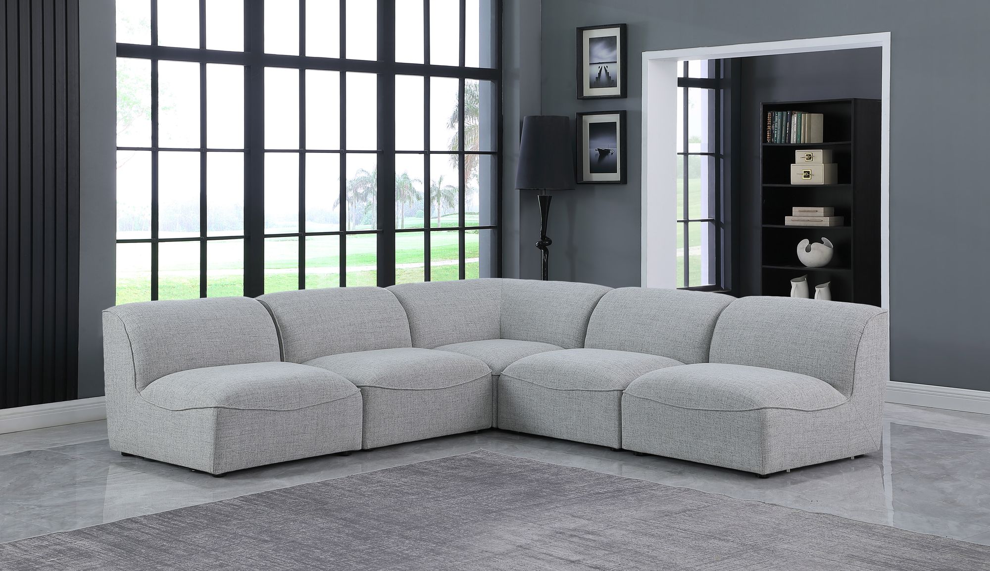 Miramar 104" 5-Piece Linen Fabric Modular Sectional Sofa