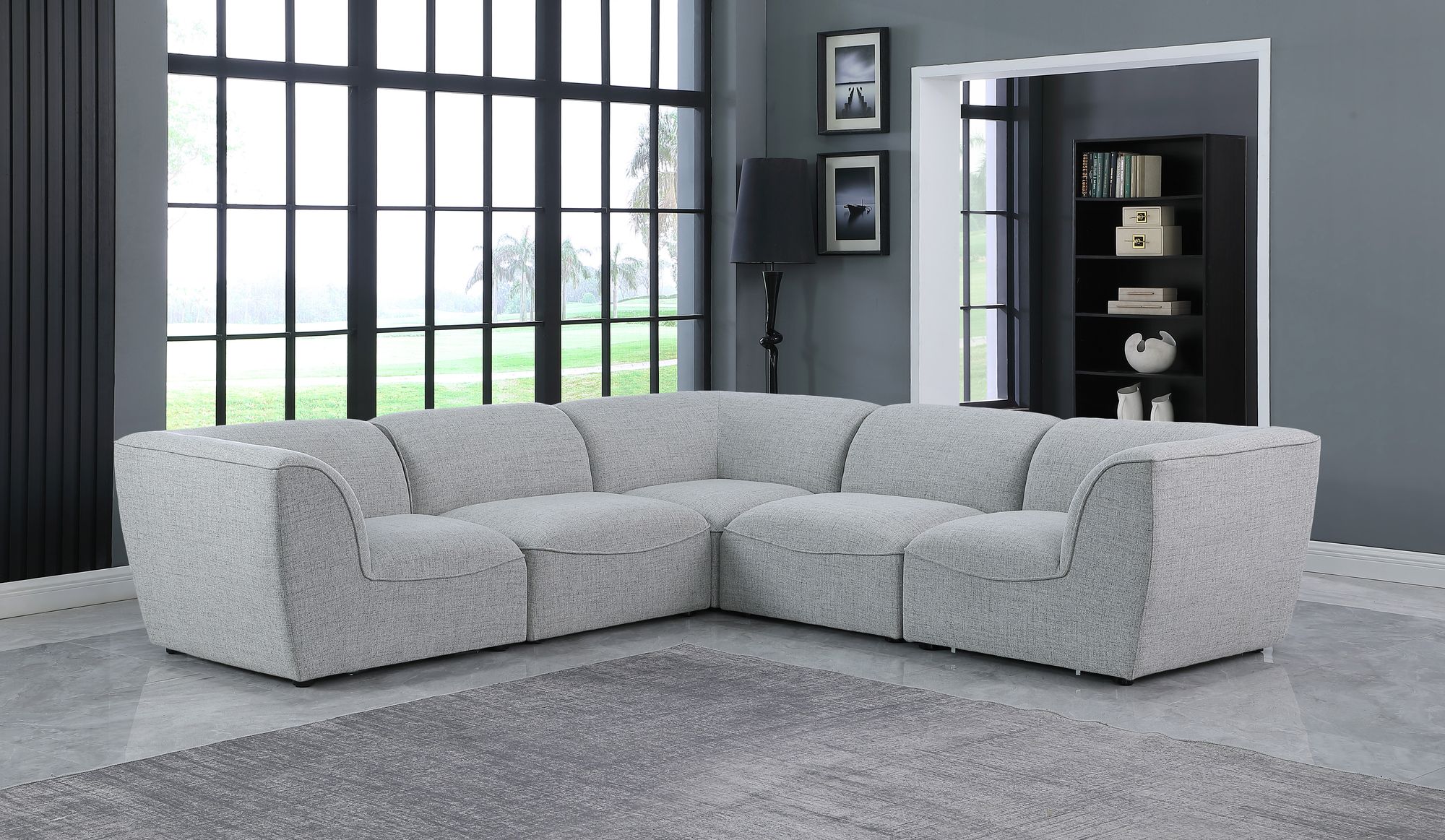 Miramar 109" 5-Piece Linen Fabric Modular Sectional Sofa
