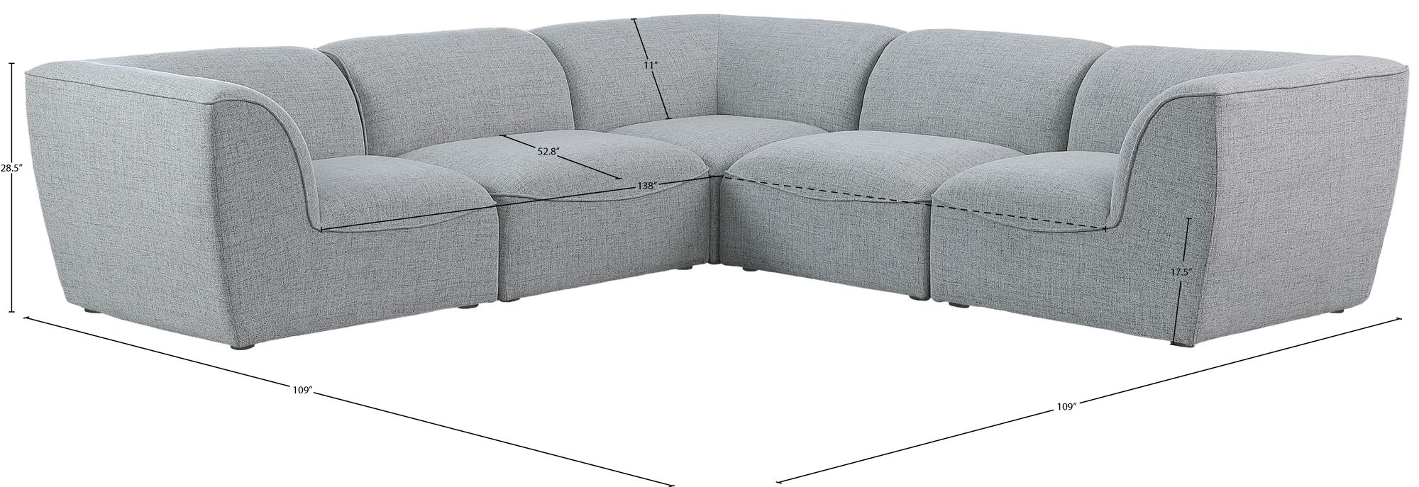 Miramar 109" 5-Piece Linen Modular Sectional