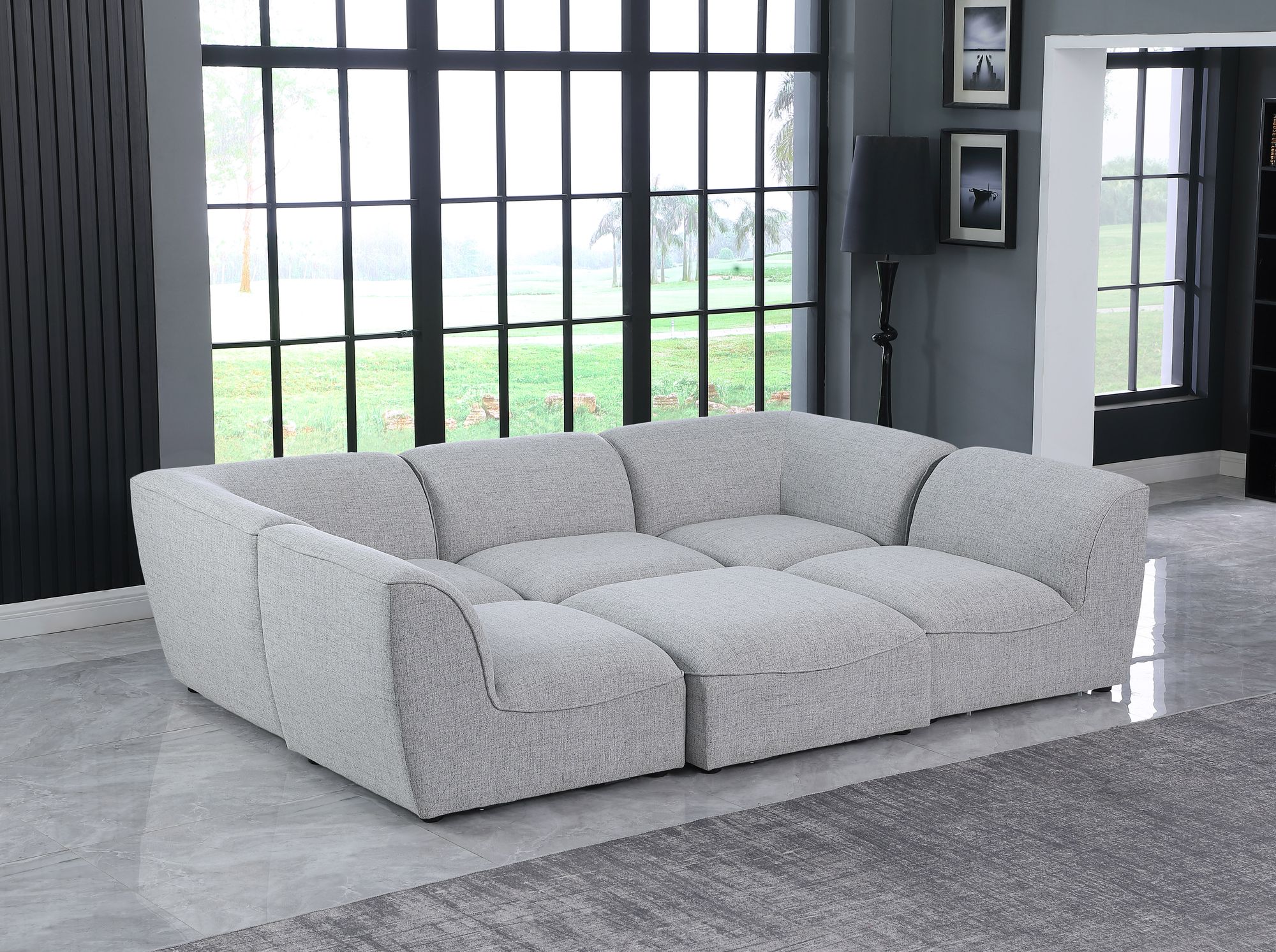 Miramar 109" 6-Piece Linen Modular Sectional