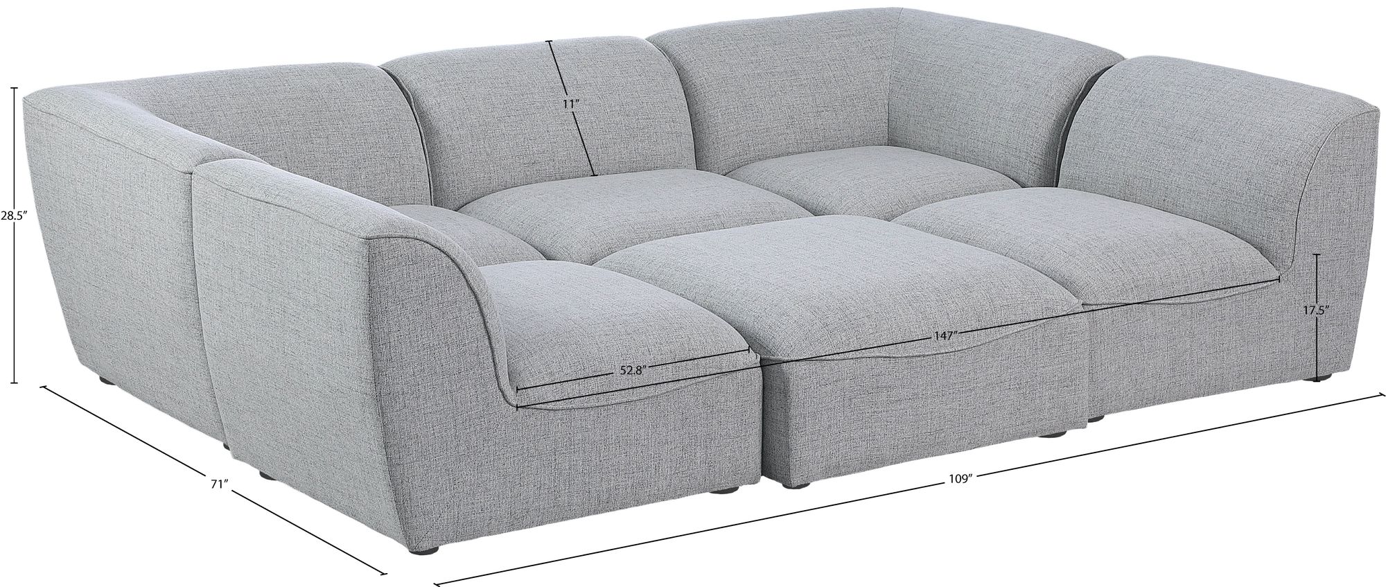 Miramar 109" 6-Piece Linen Modular Sectional
