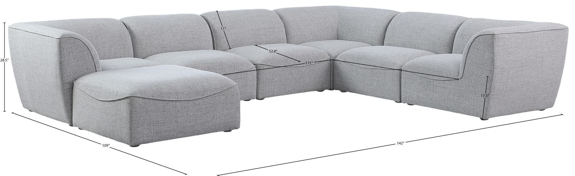 Miramar 142" 7-Piece Linen Modular Sectional