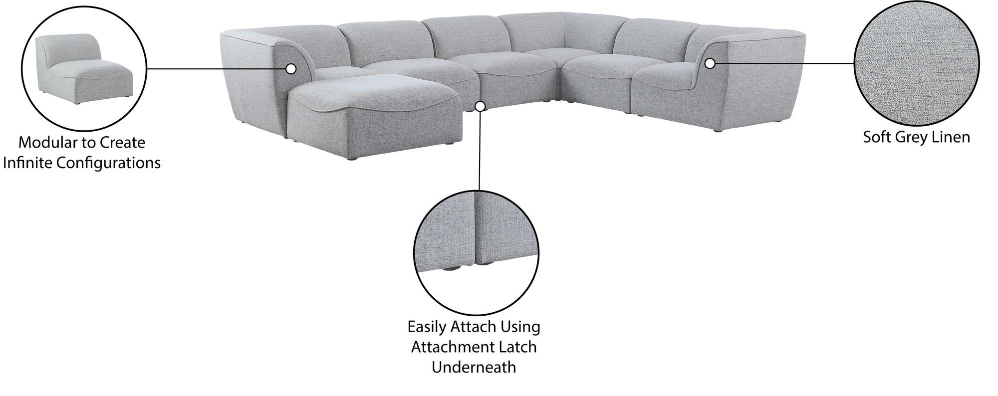 Miramar 142" 7-Piece Linen Modular Sectional