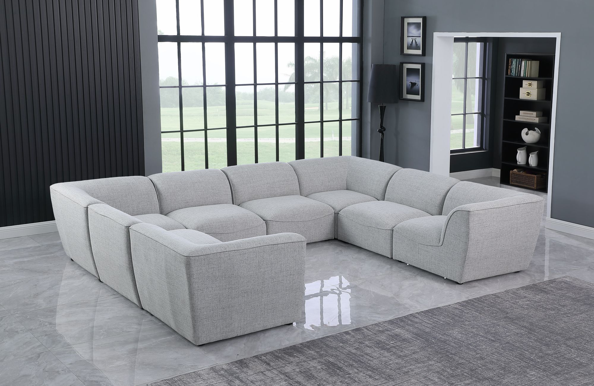 Miramar 142" 8-Piece Linen Fabric Modular Sectional Sofa