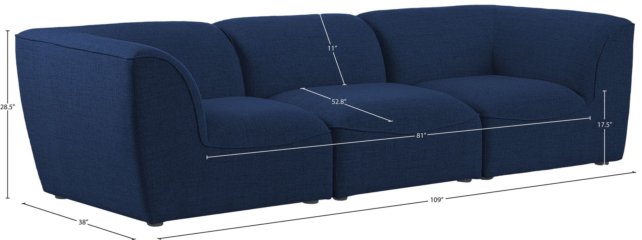 Miramar 109" Linen Modular Sofa