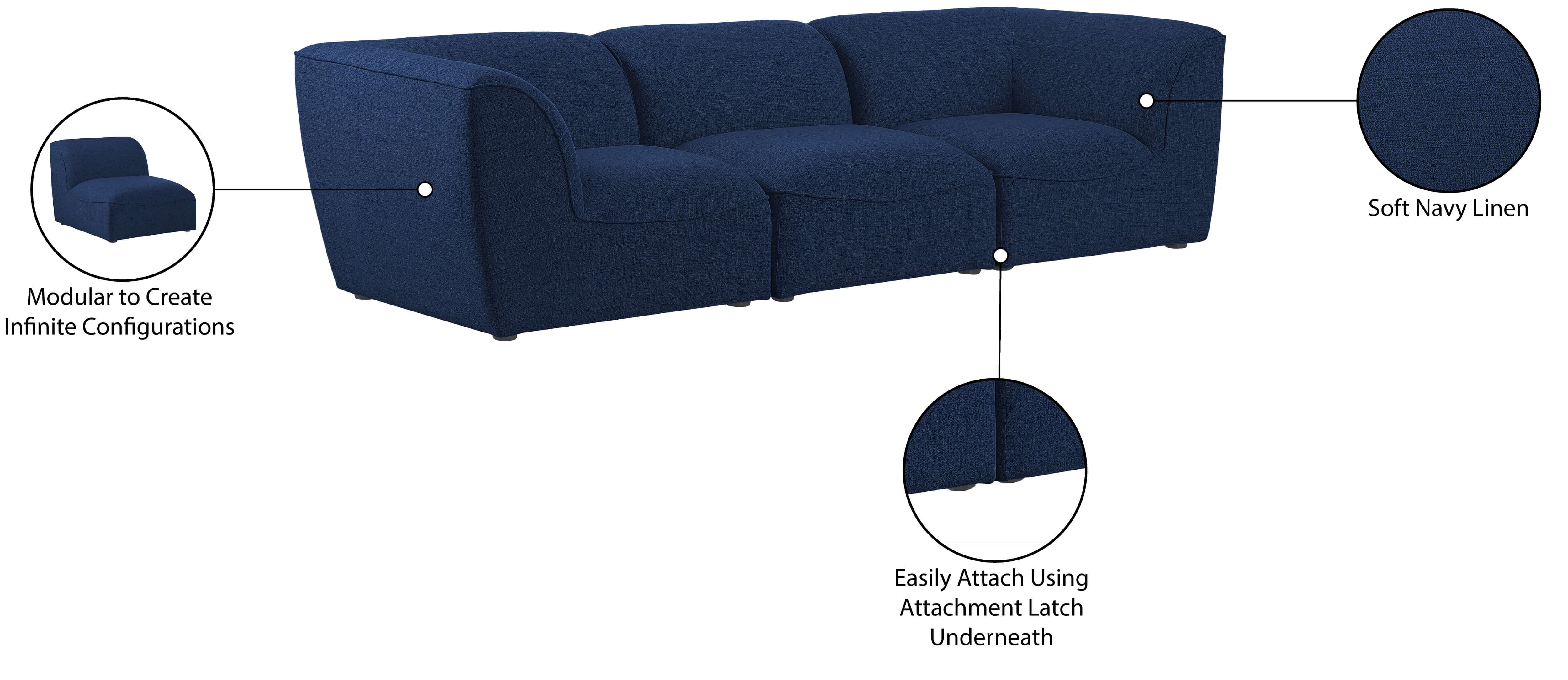 Miramar 109" Linen Modular Sofa