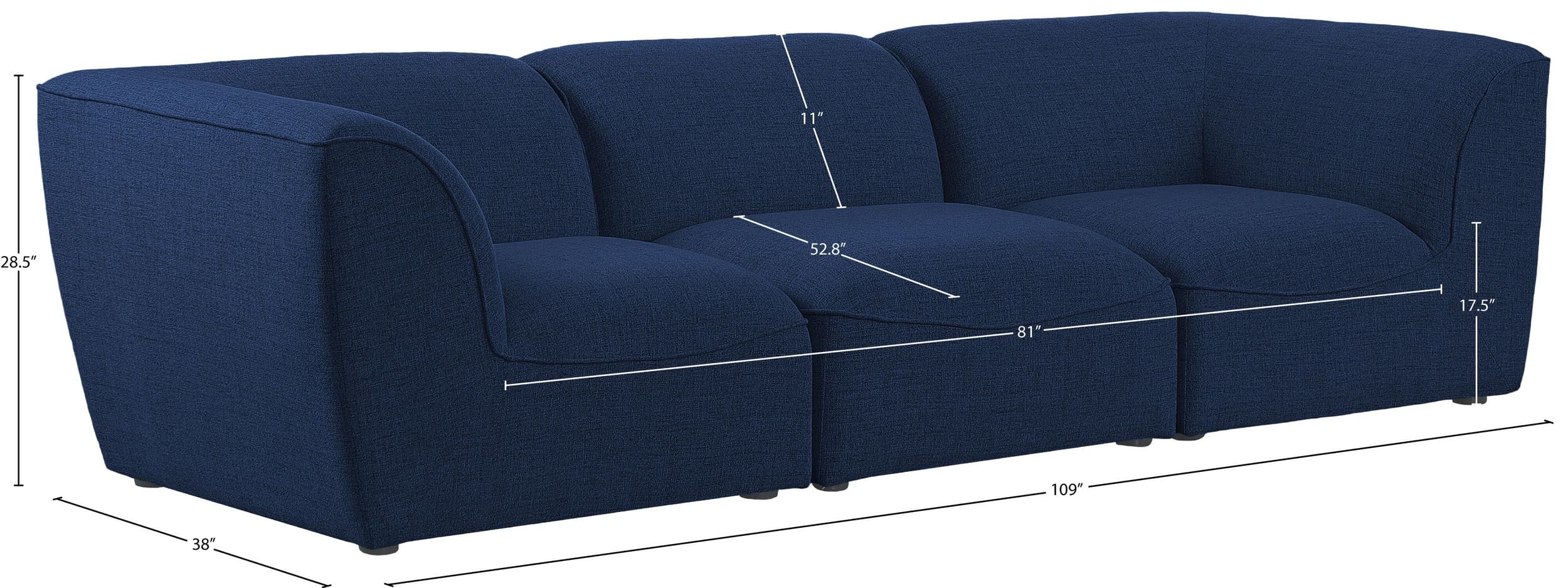 Miramar 109" Linen Modular Sofa