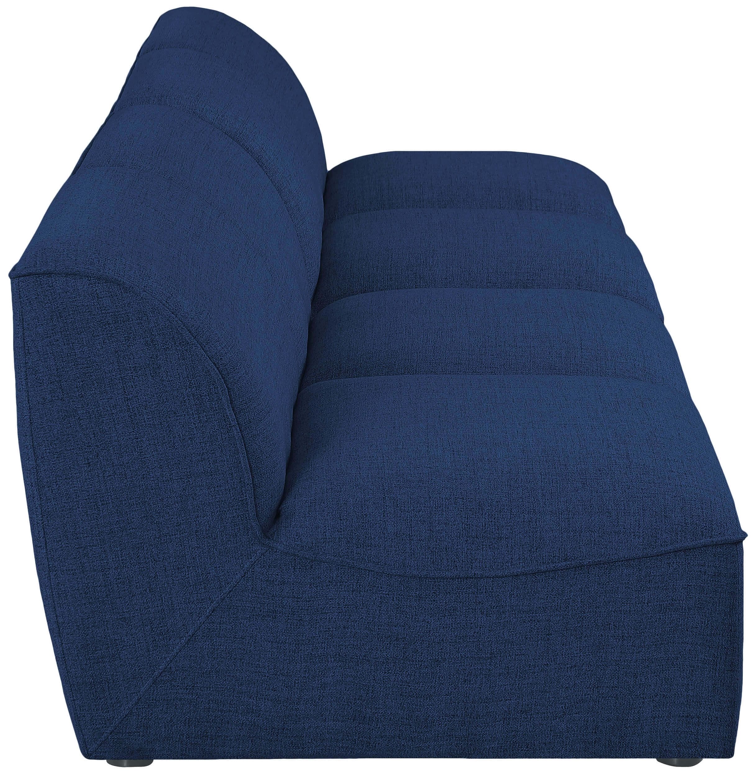 Miramar 132" Linen Modular Blue Sofa Side