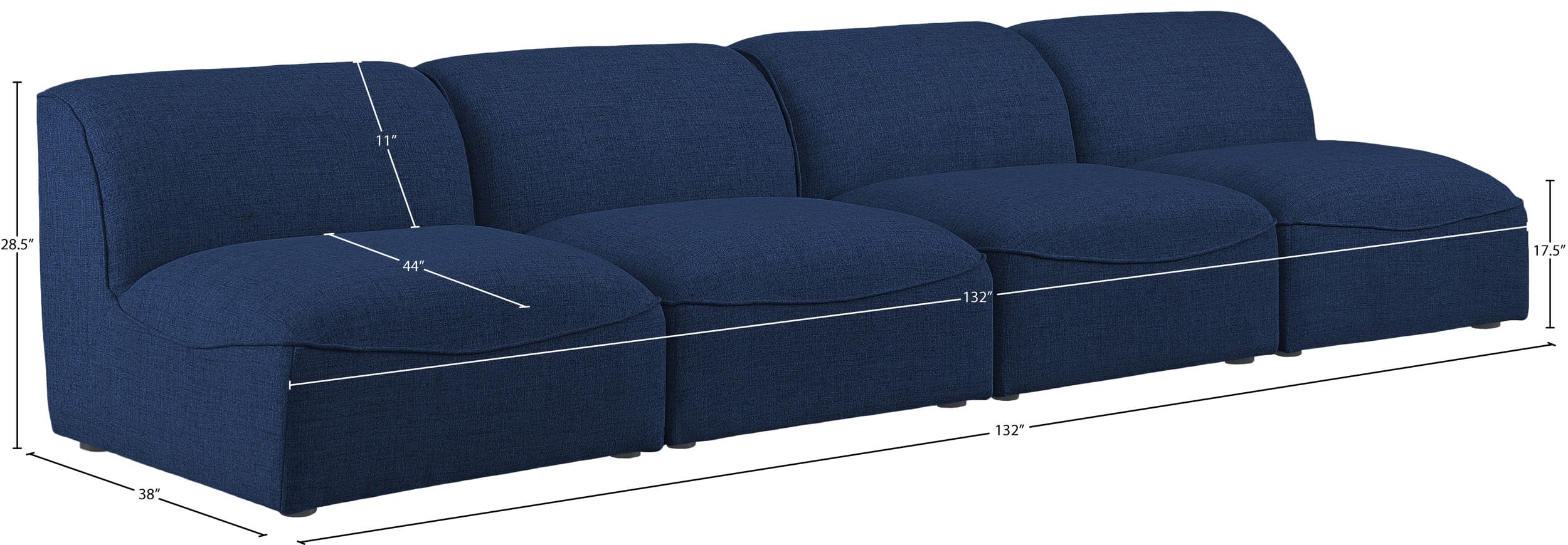 Miramar 132" Linen Modular Sofa