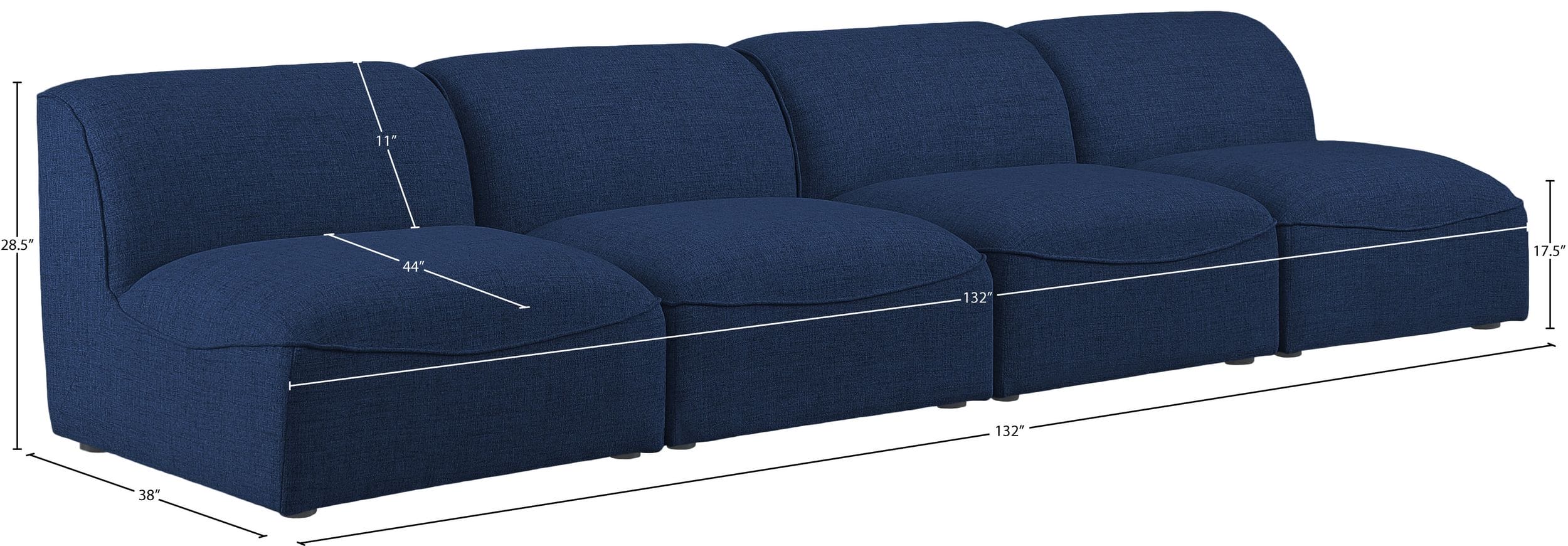 Miramar Modular Blue Sofa Size