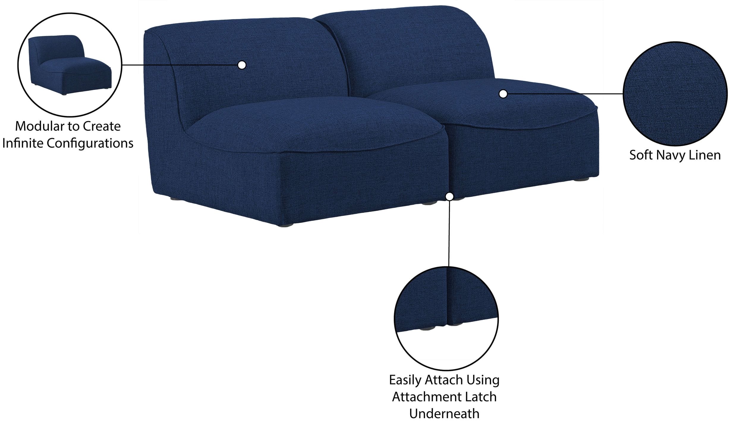Miramar 66" Linen Modular Sofa