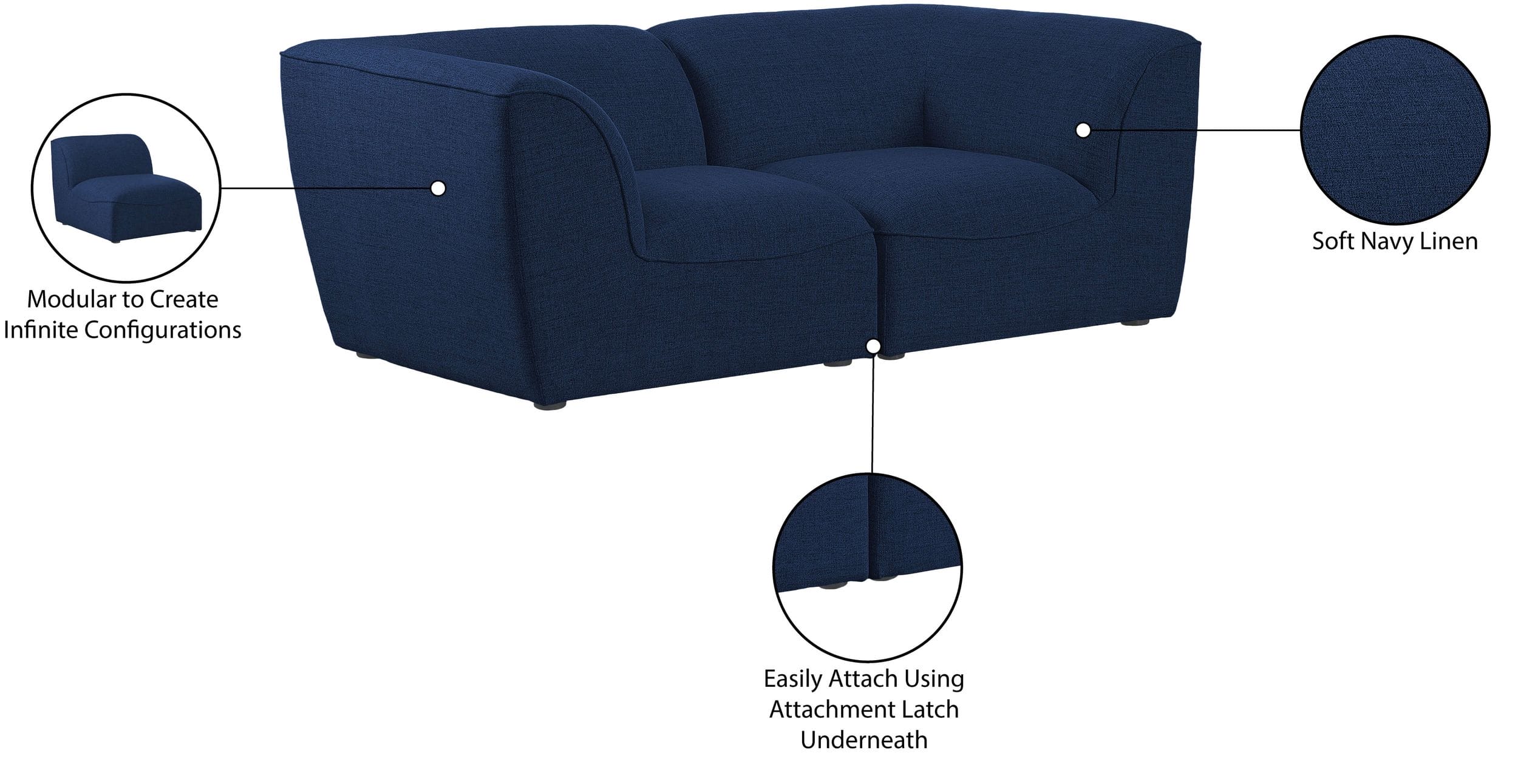 Miramar 76" Linen Modular Sofa