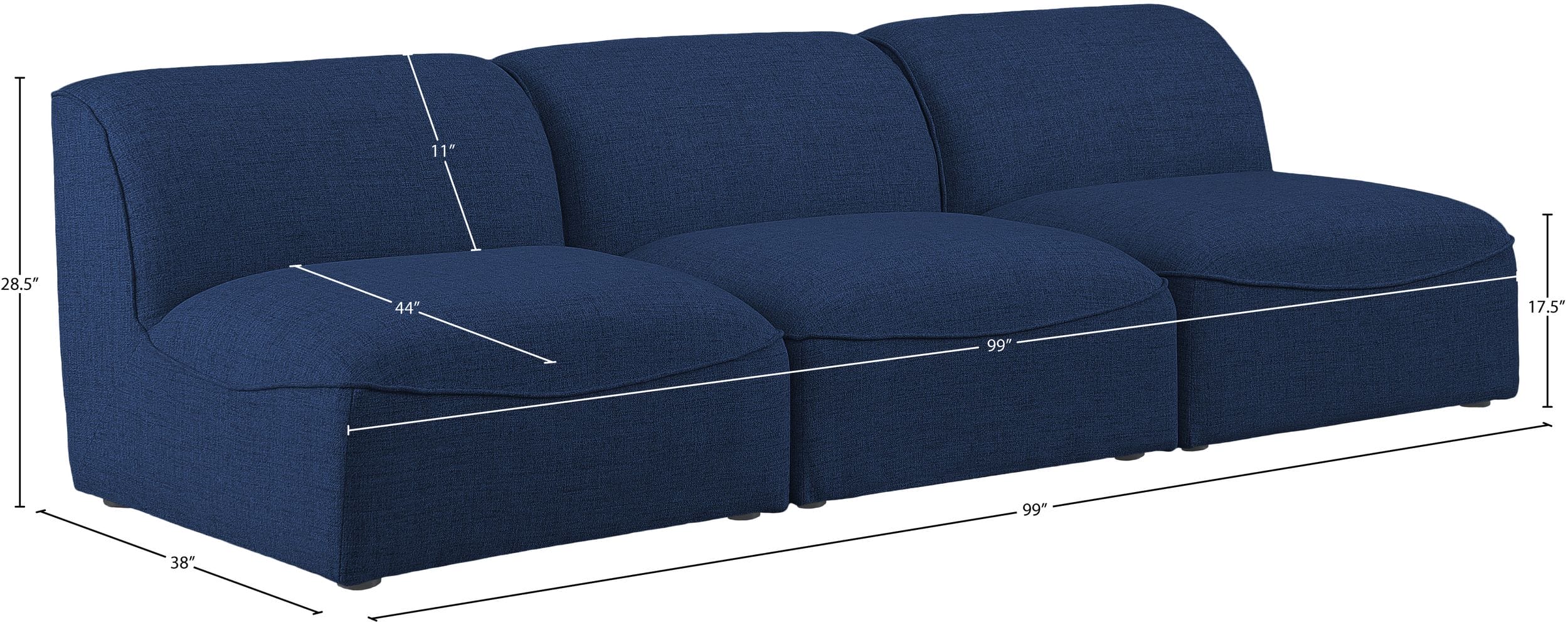 Miramar 99" Linen Modular Sofa