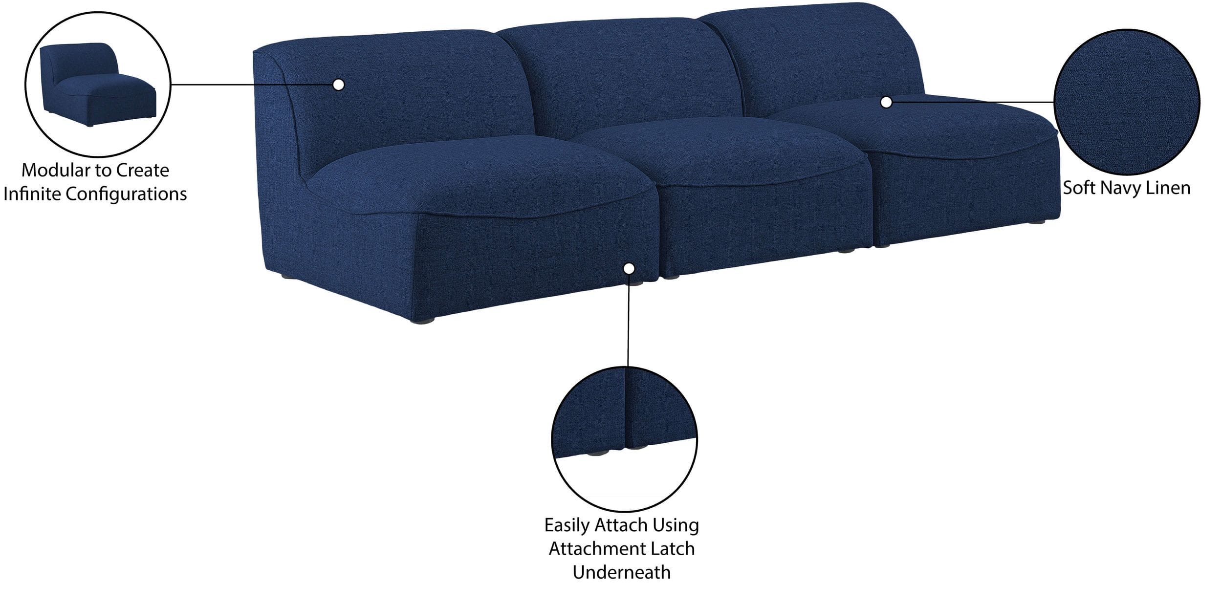 Miramar 99" Linen Modular Sofa