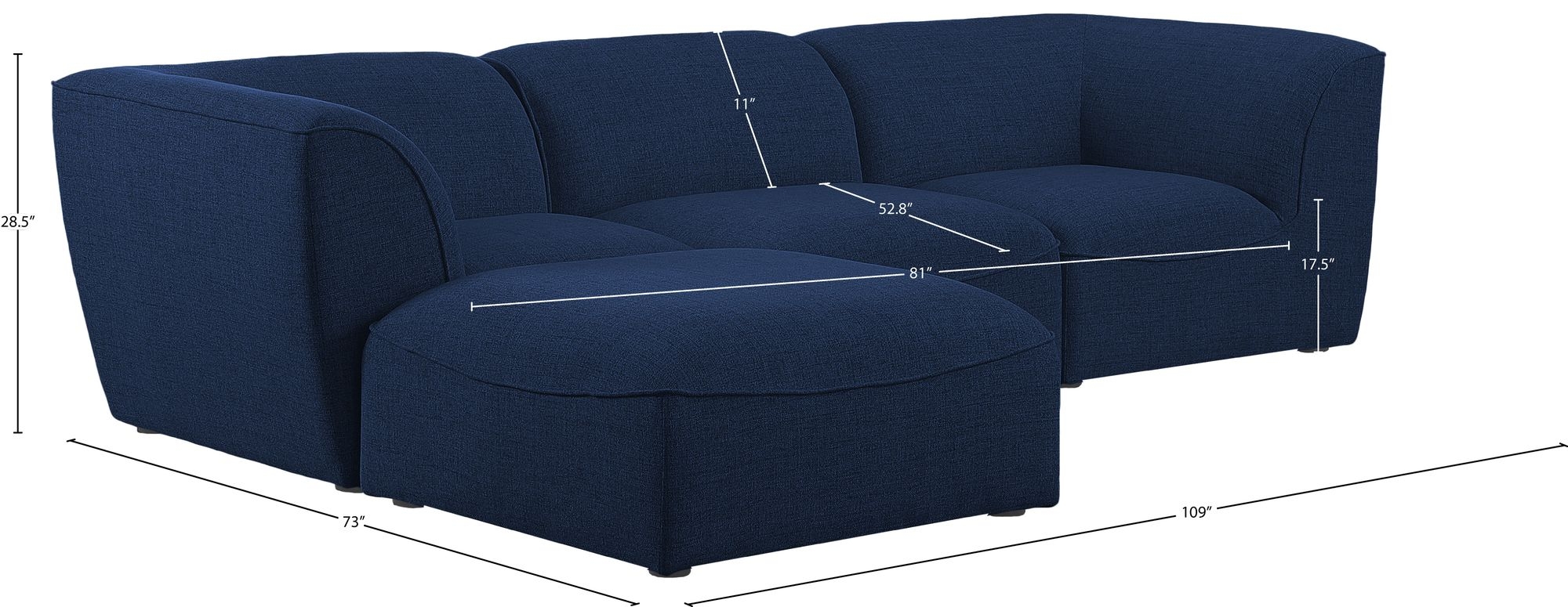 Miramar 109" 4-Piece Linen Fabric Modular Sectional Sofa
