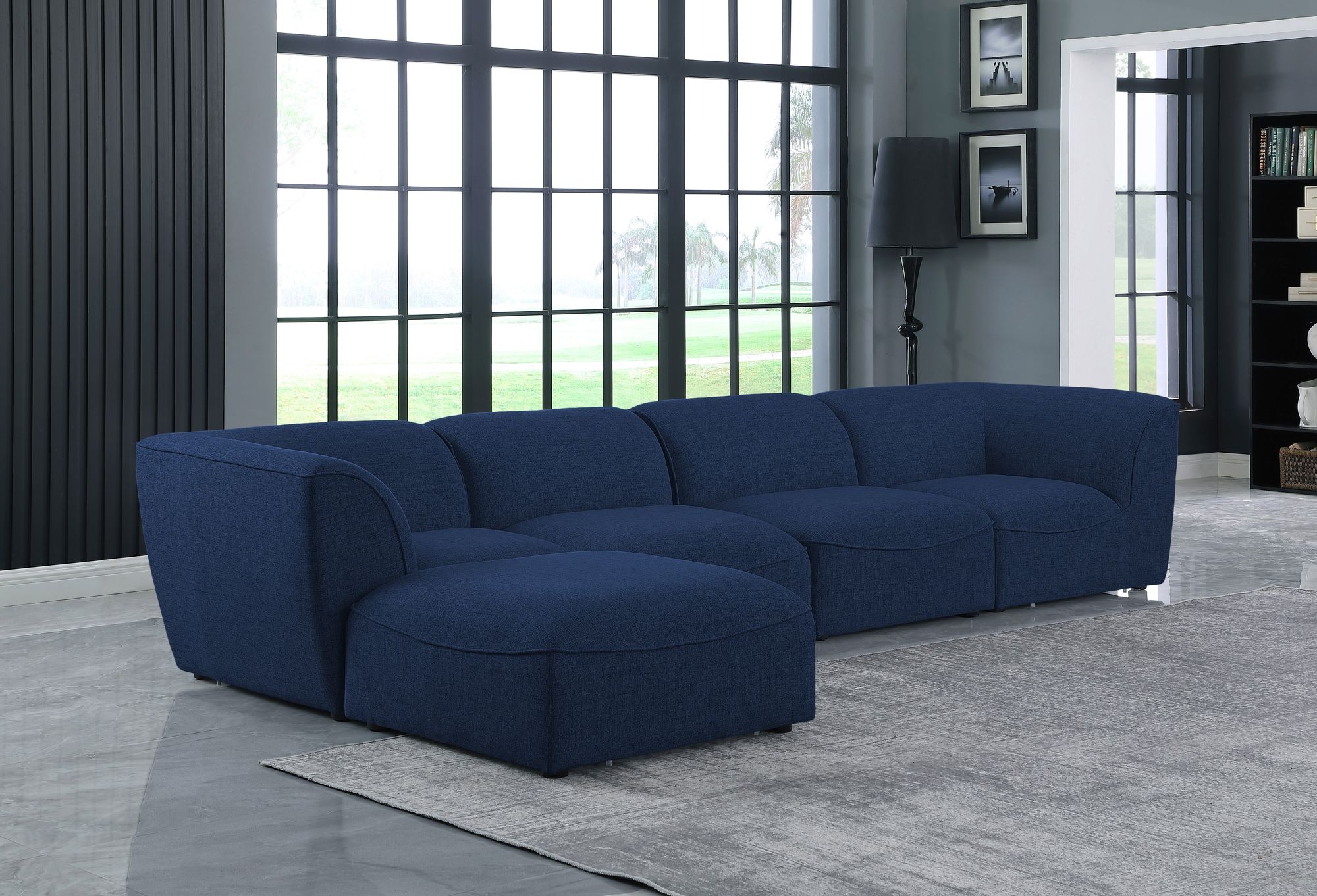 Miramar 142" 5-Piece Linen Fabric Modular Sectional Sofa