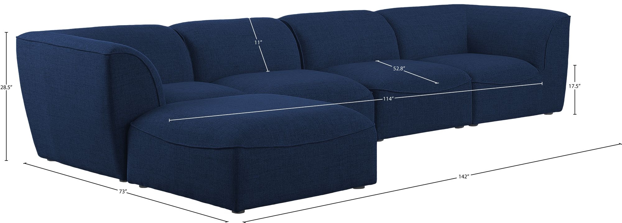 Miramar 142" 5-Piece Linen Fabric Modular Sectional Sofa