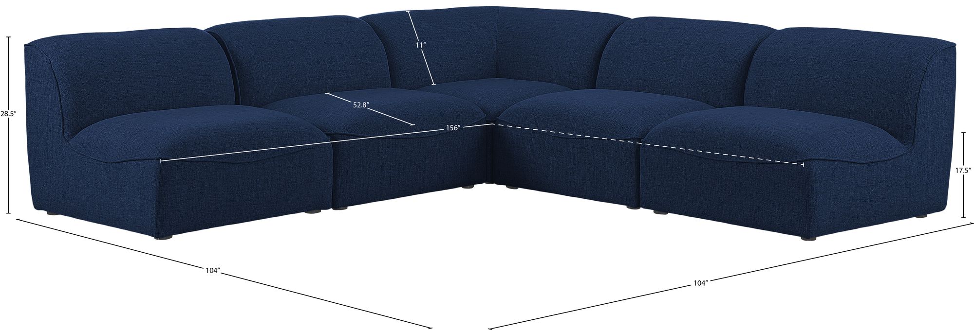 Miramar 104" 5-Piece Linen Modular Sectional
