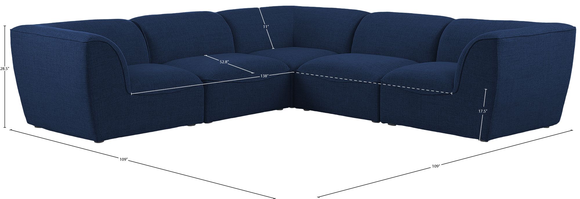 Miramar 109" 5-Piece Linen Modular Sectional