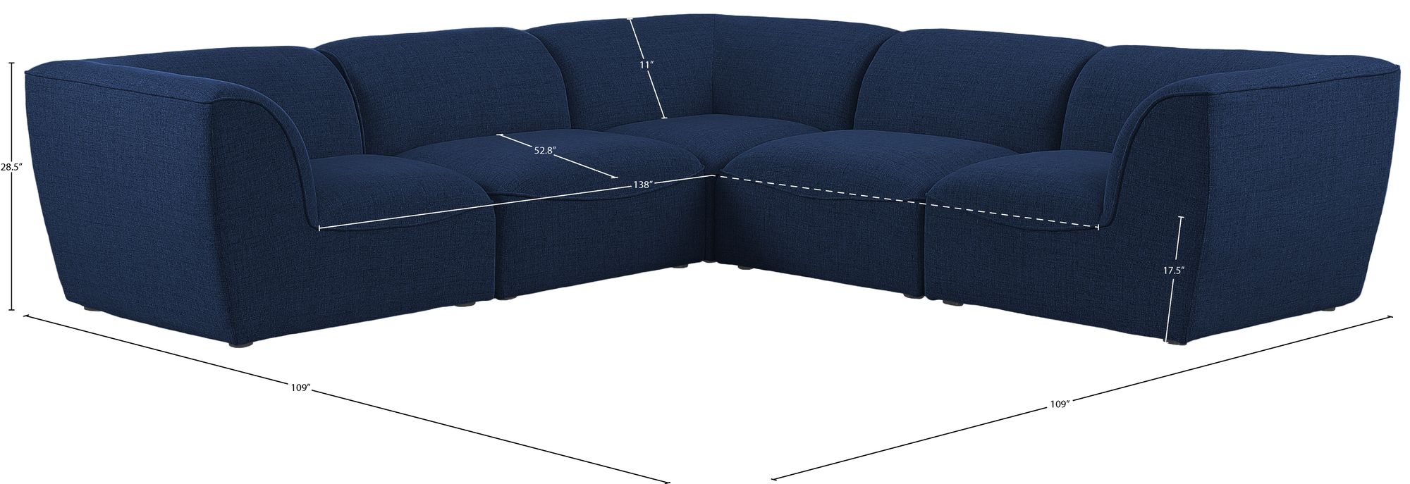 Miramar 109" 5-Piece Linen Fabric Modular Sectional Sofa