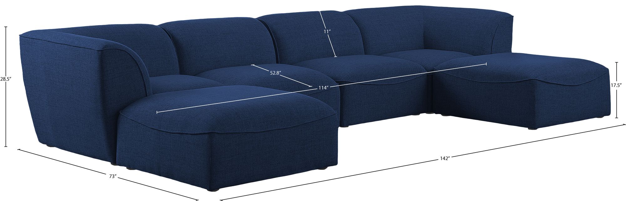 Miramar 142" 6-Piece Linen Modular U-Shape Sectional