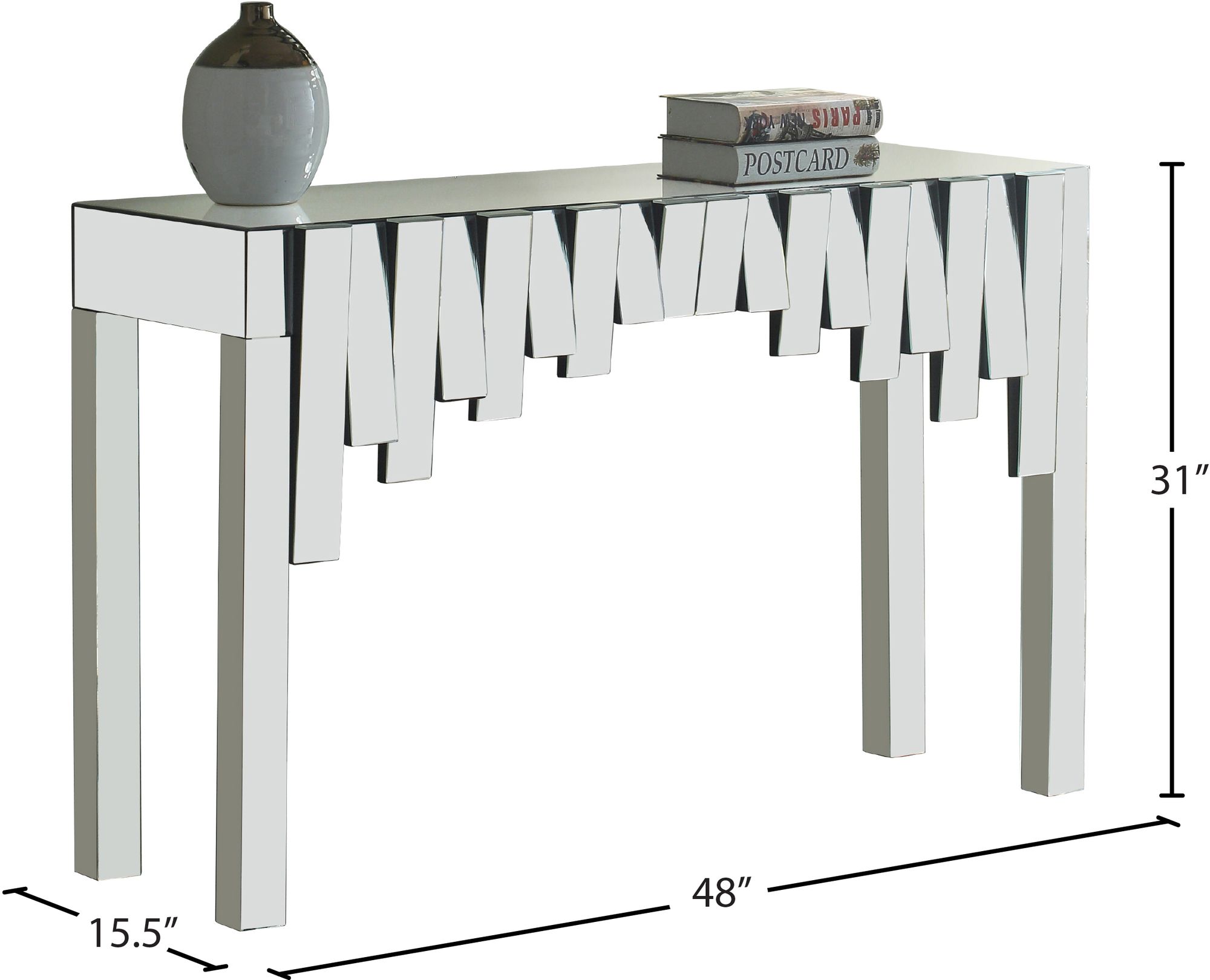 Kylie 48" Rectangular Mirrored Console Table