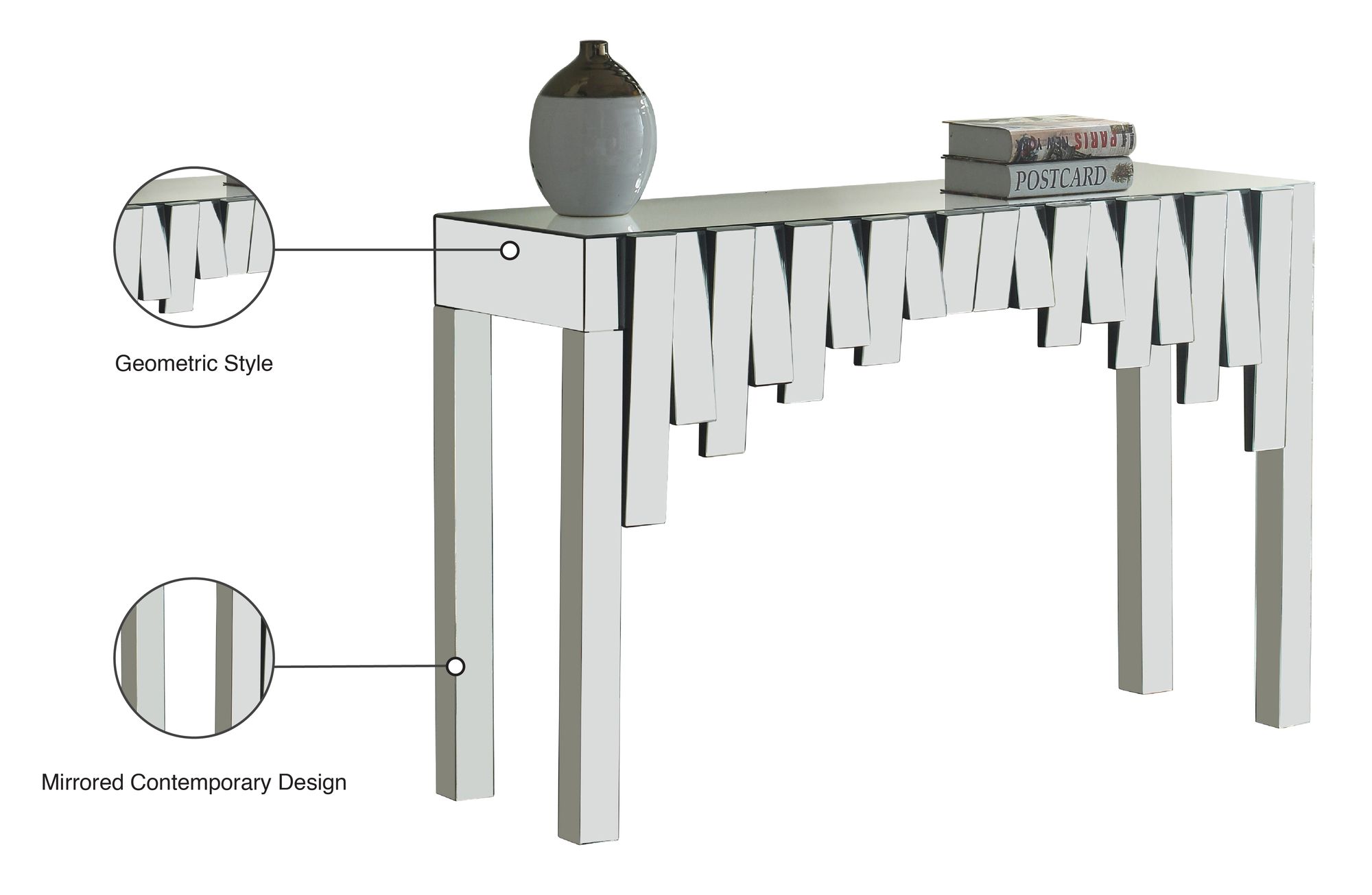 Kylie 48" Rectangular Mirrored Console Table
