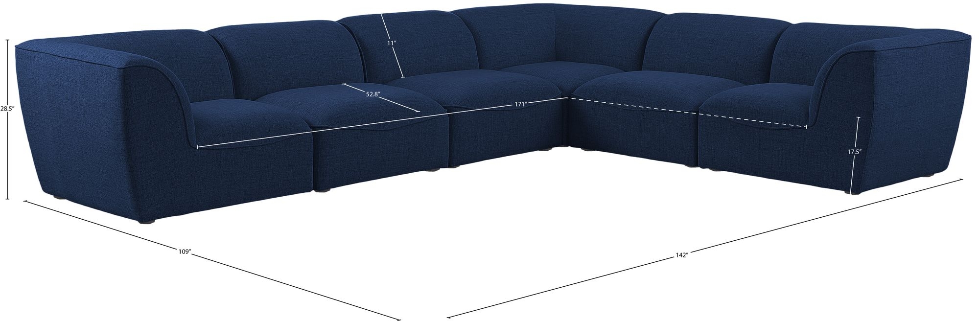 Miramar 142" 6-Piece Linen Fabric Modular Sectional Sofa