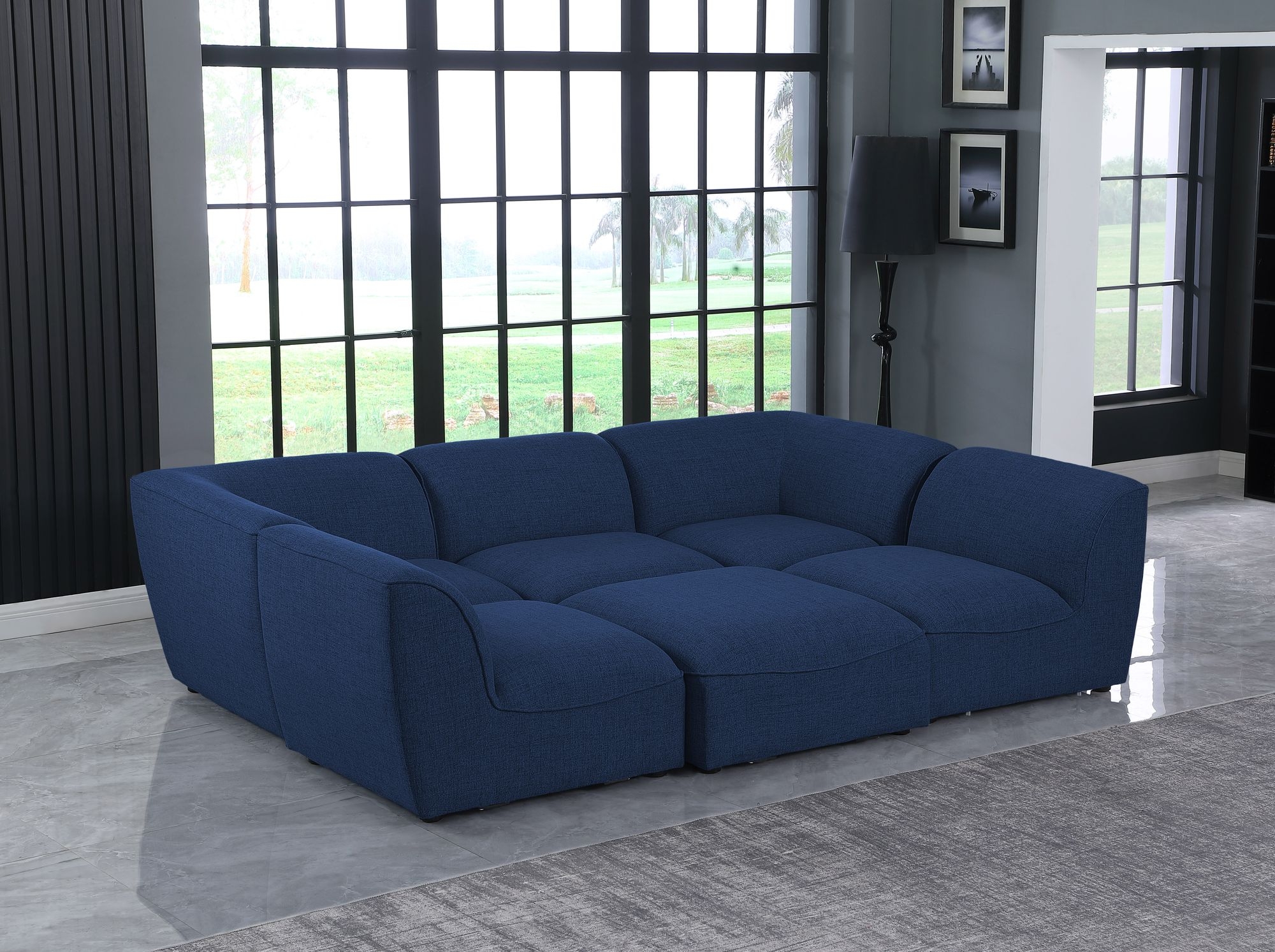 Miramar 109" 6-Piece Linen Fabric Modular Sectional Sofa