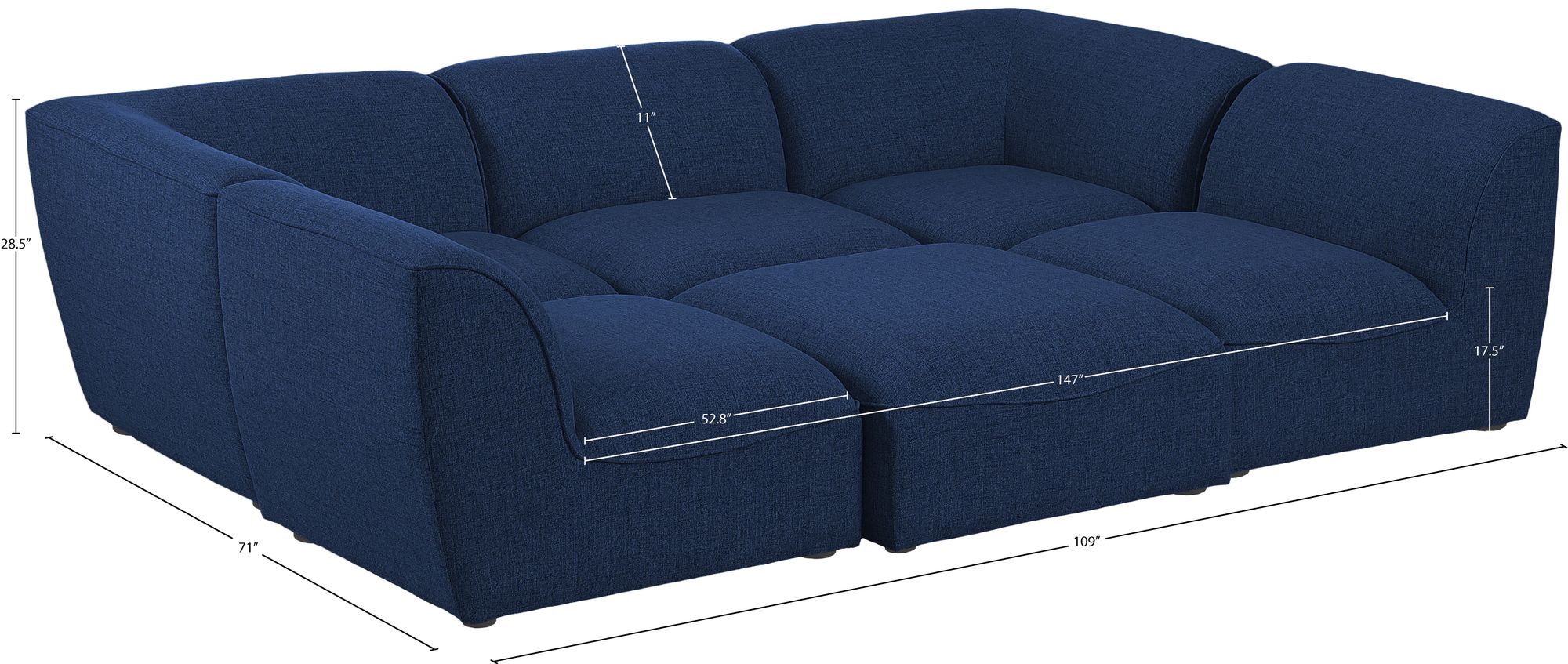 Miramar 109" 6-Piece Linen Modular Sectional