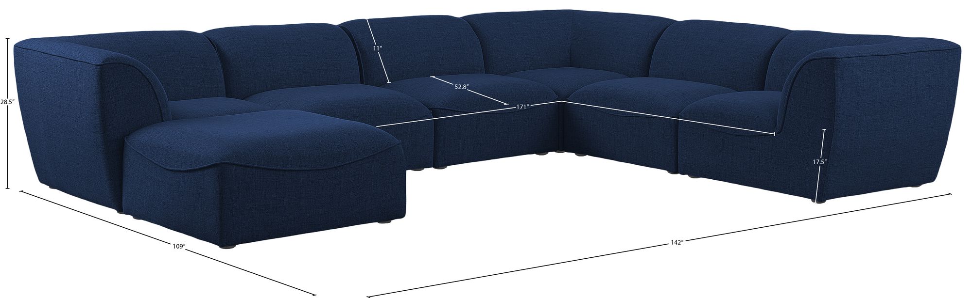 Miramar 142" 7-Piece Linen Modular Sectional